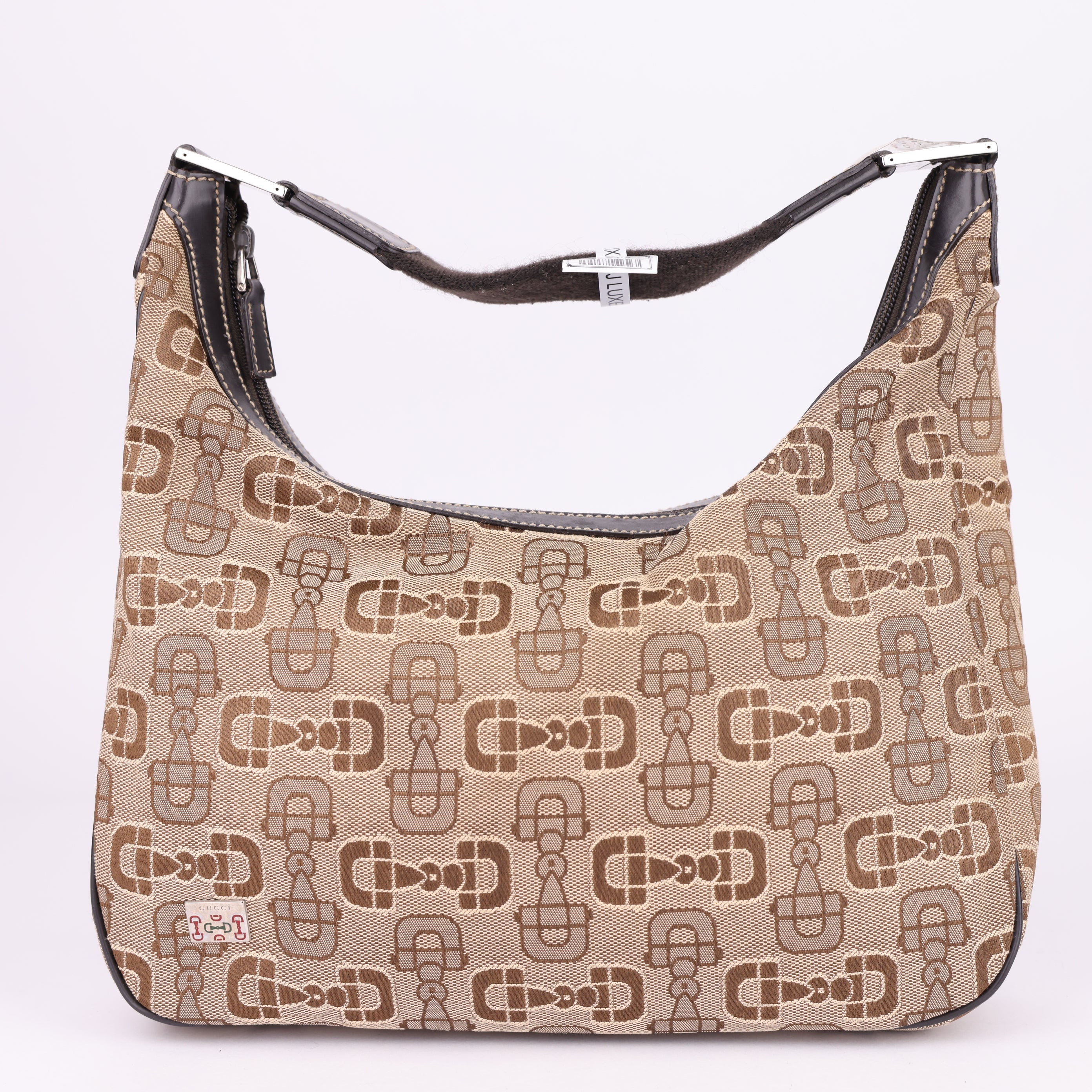 J1535 Gucci horsebit canvas hobo bag- Pre Owned