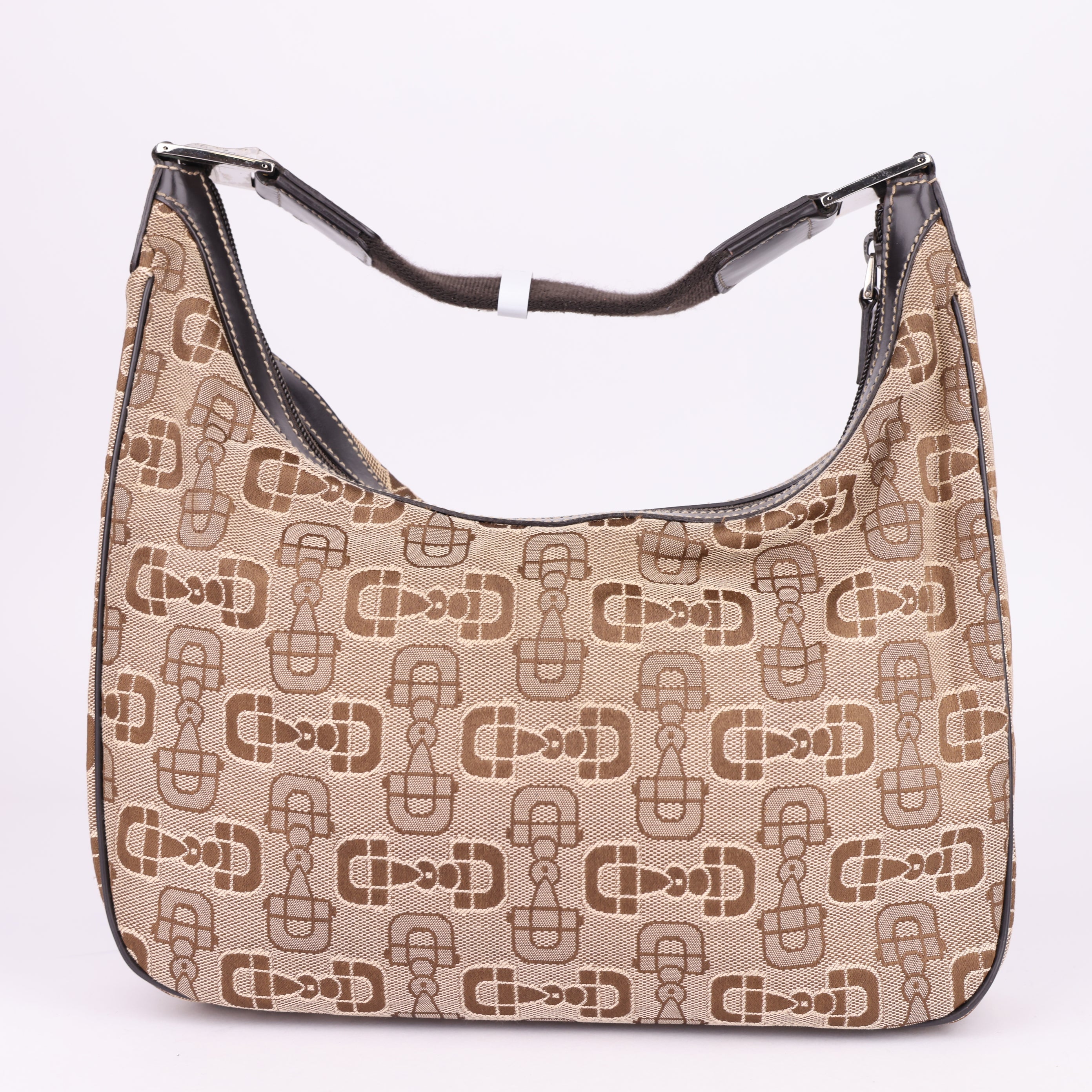 J1535 Gucci horsebit canvas hobo bag- Pre Owned