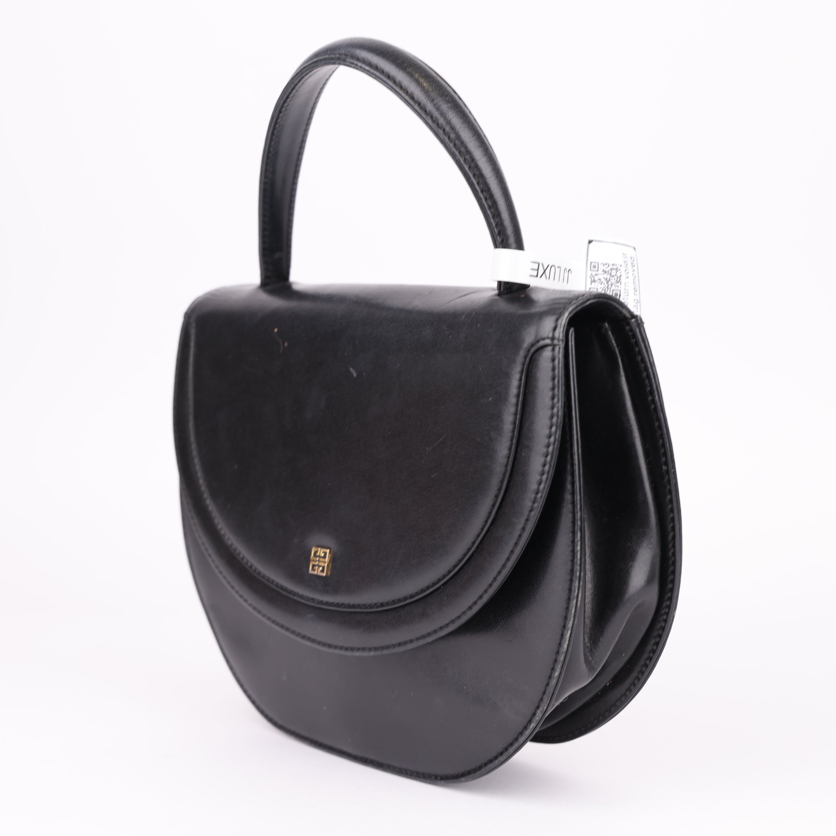 J1529 Givenchy Women's Bag Flap Leather Handbag in Navy- Pre Owned