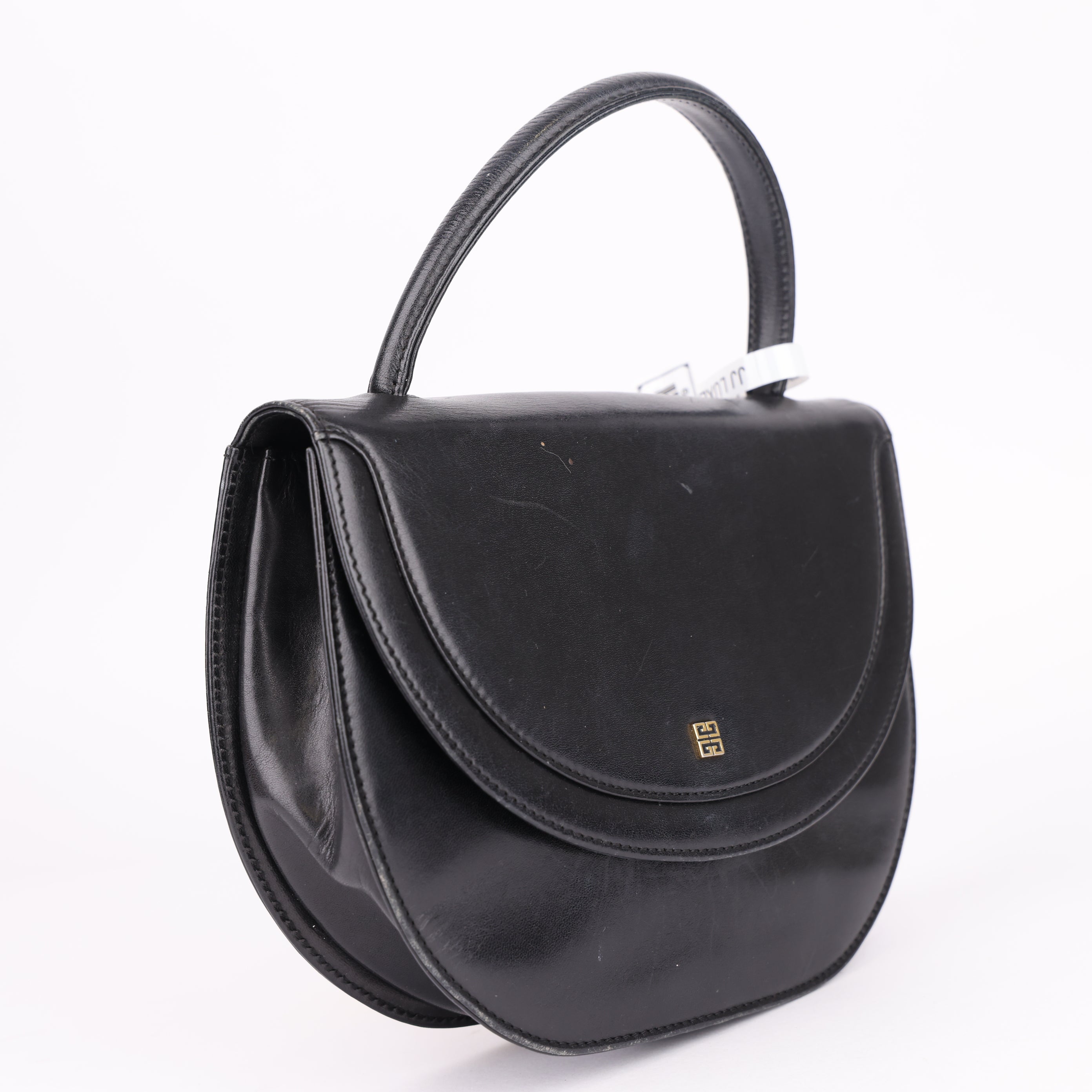 J1529 Givenchy Women's Bag Flap Leather Handbag in Navy- Pre Owned