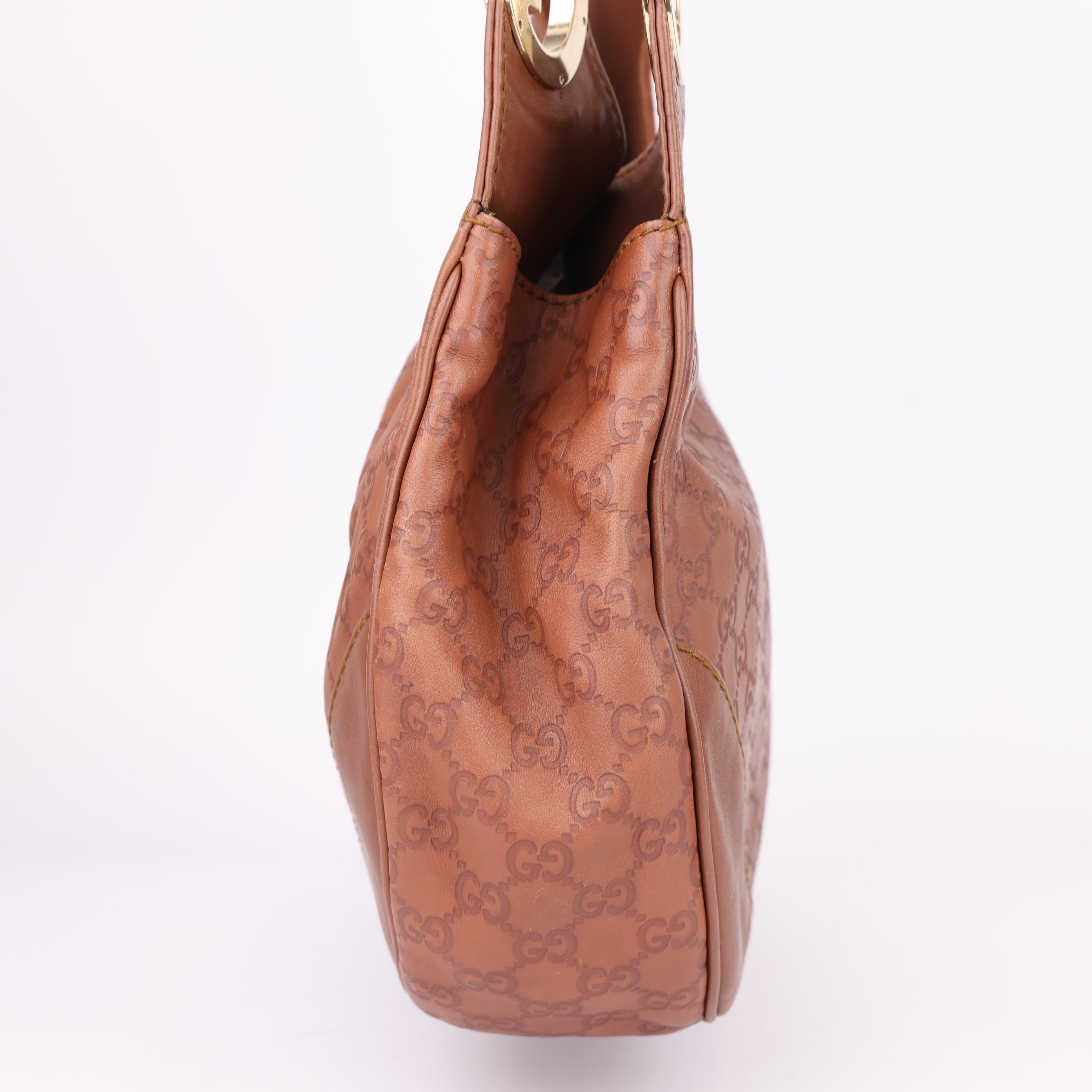 J1537 Gucci Brown Guccissima Leather Charlotte Hobo Bag- Pre Owned