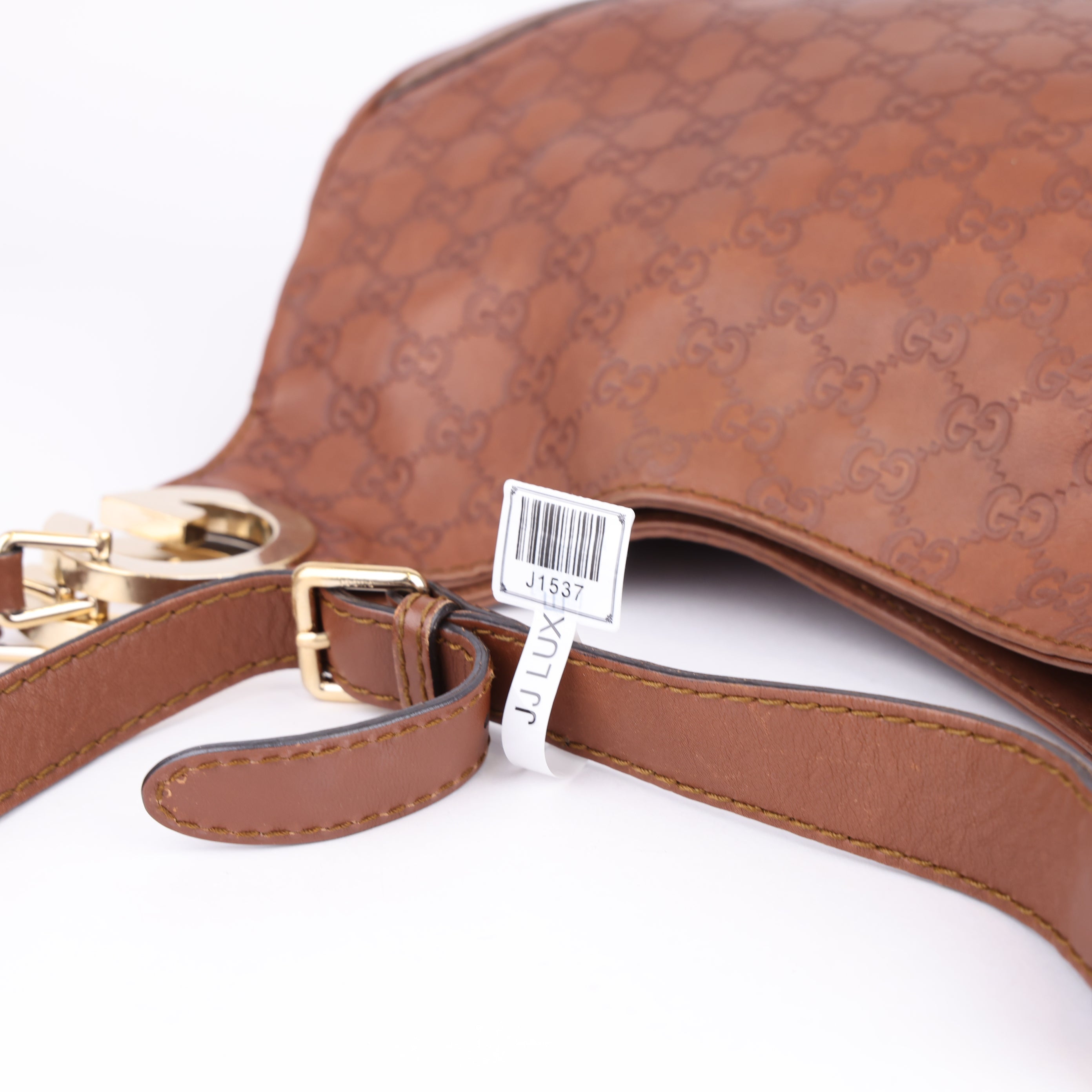 J1537 Gucci Brown Guccissima Leather Charlotte Hobo Bag- Pre Owned