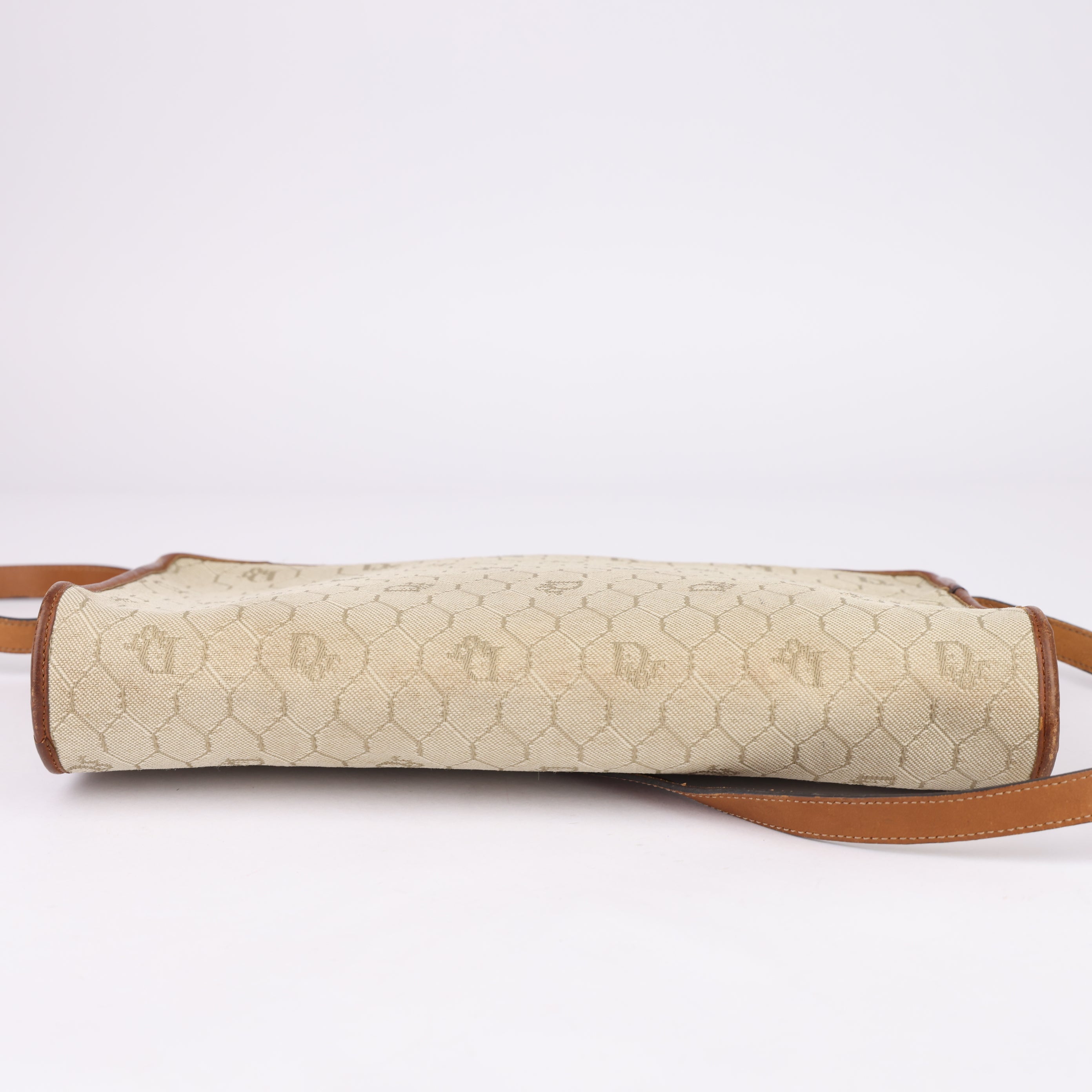 J1540 Dior Honeycomb Beige Canvas Shoulder Bag- Pre Owned