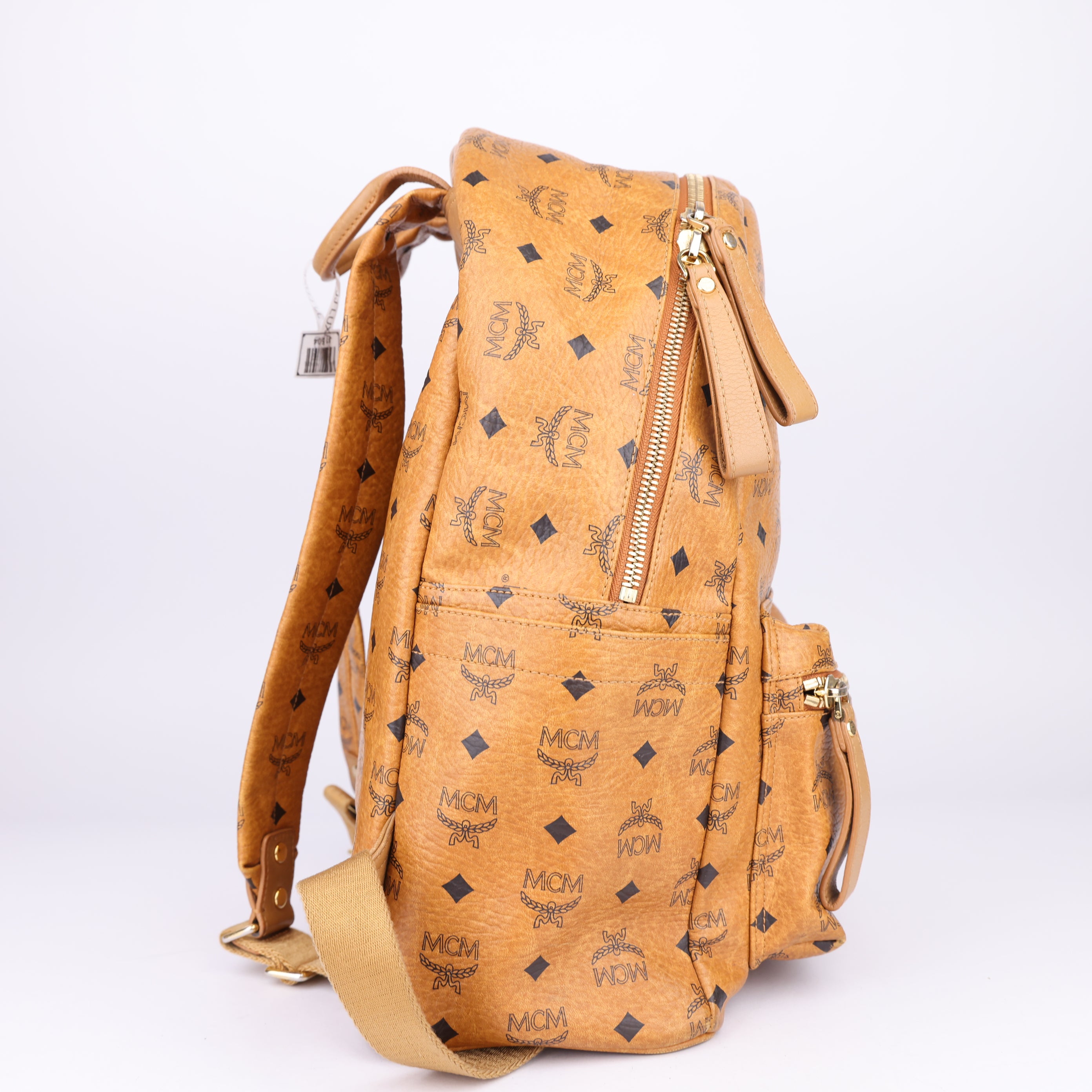 J1504 MCM Brown Visetos Stark Leather Backpack- Pre Owned