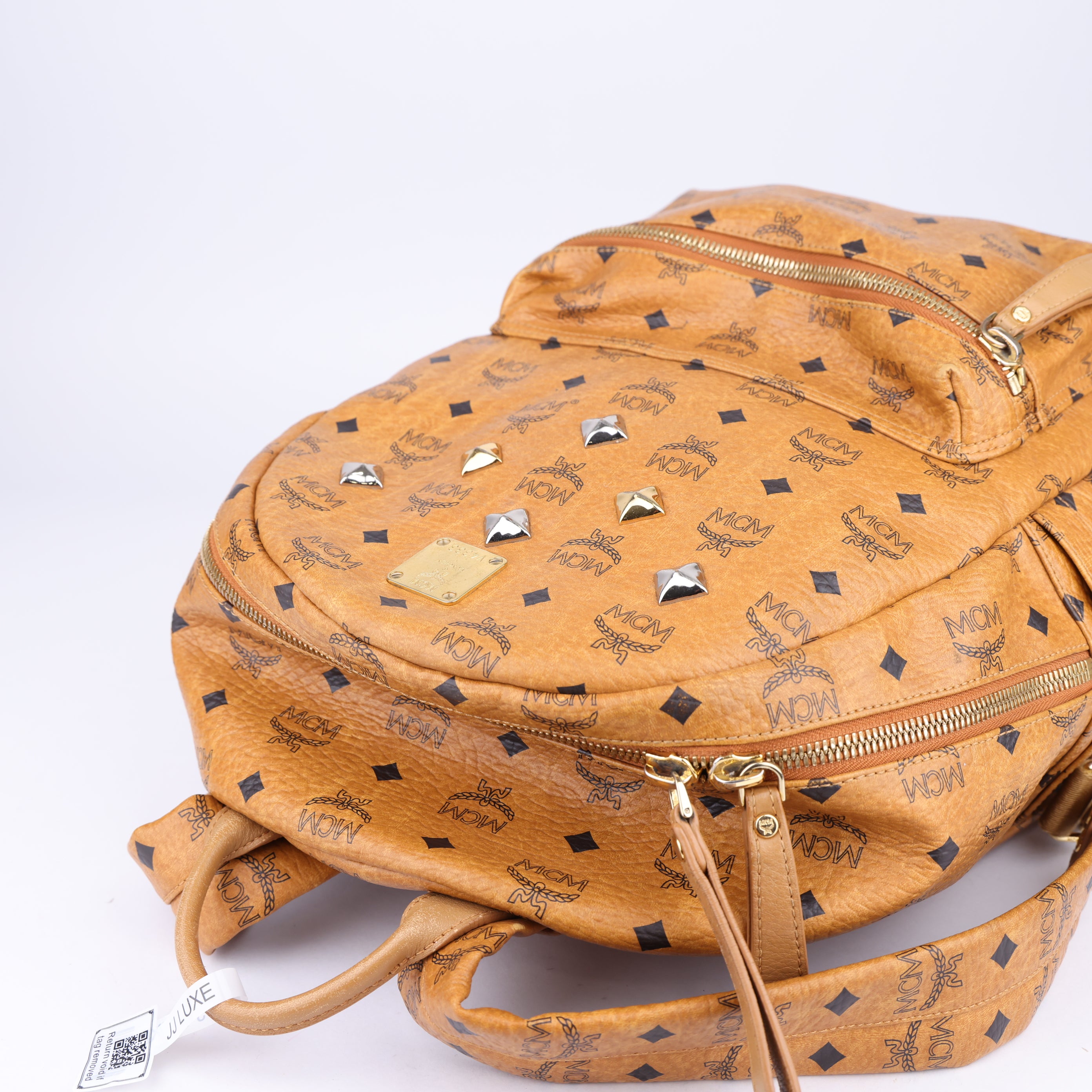 J1504 MCM Brown Visetos Stark Leather Backpack- Pre Owned