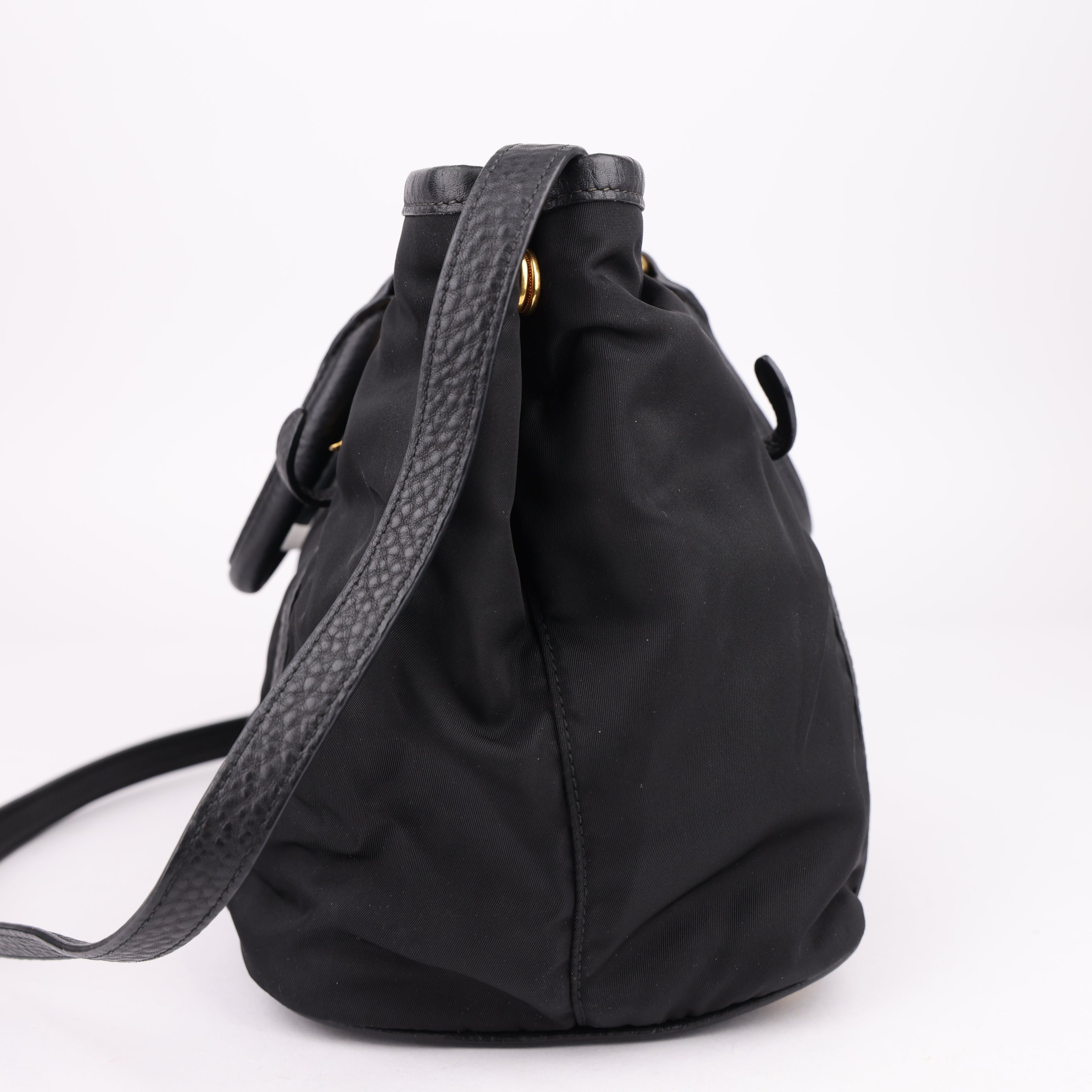 J1513 PRADA Tote Bag Black Tessuto Saffiano Leather- Pre Owned