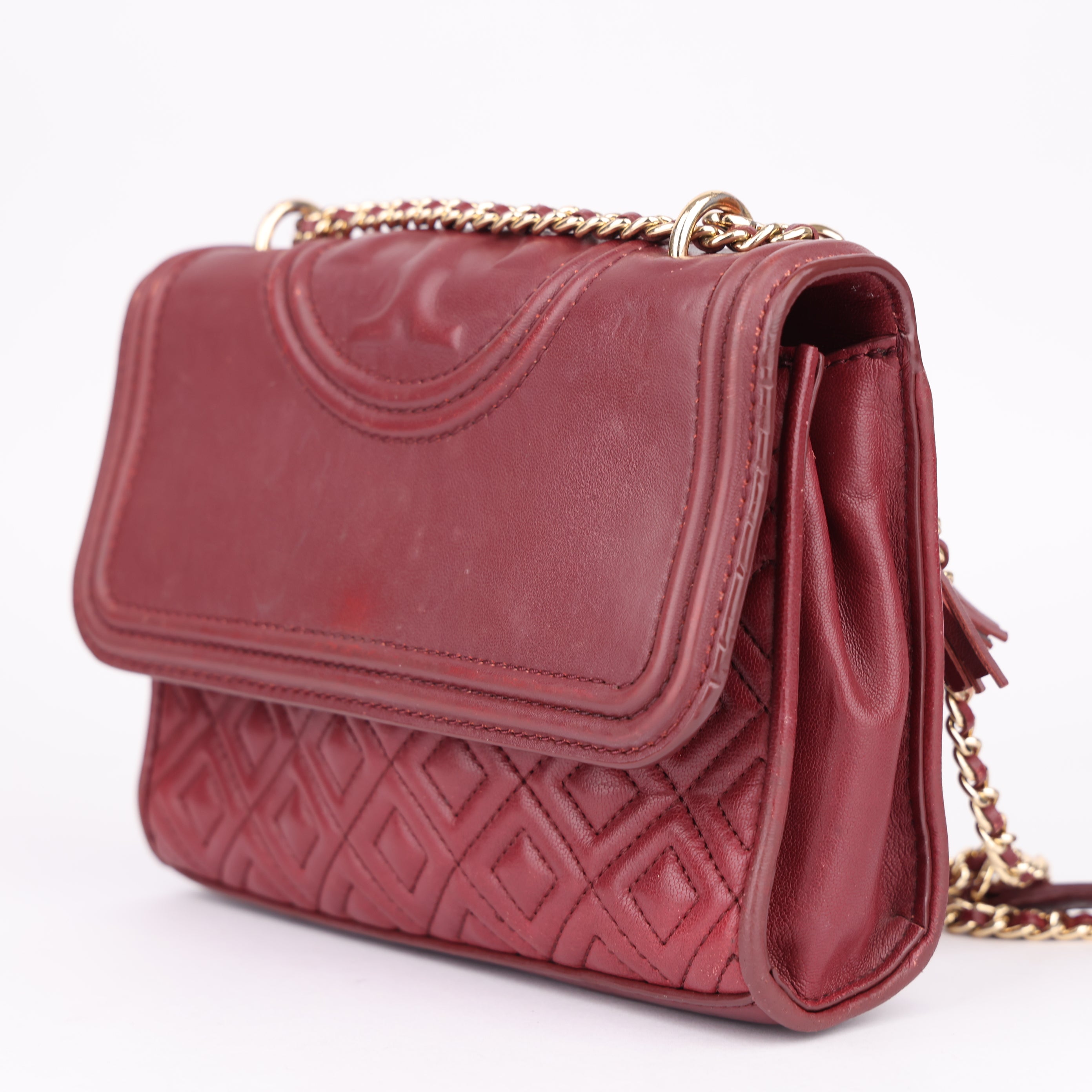 J1514 Tory Burch Authentic Fleming Small Convertible Bag- Pre Owned