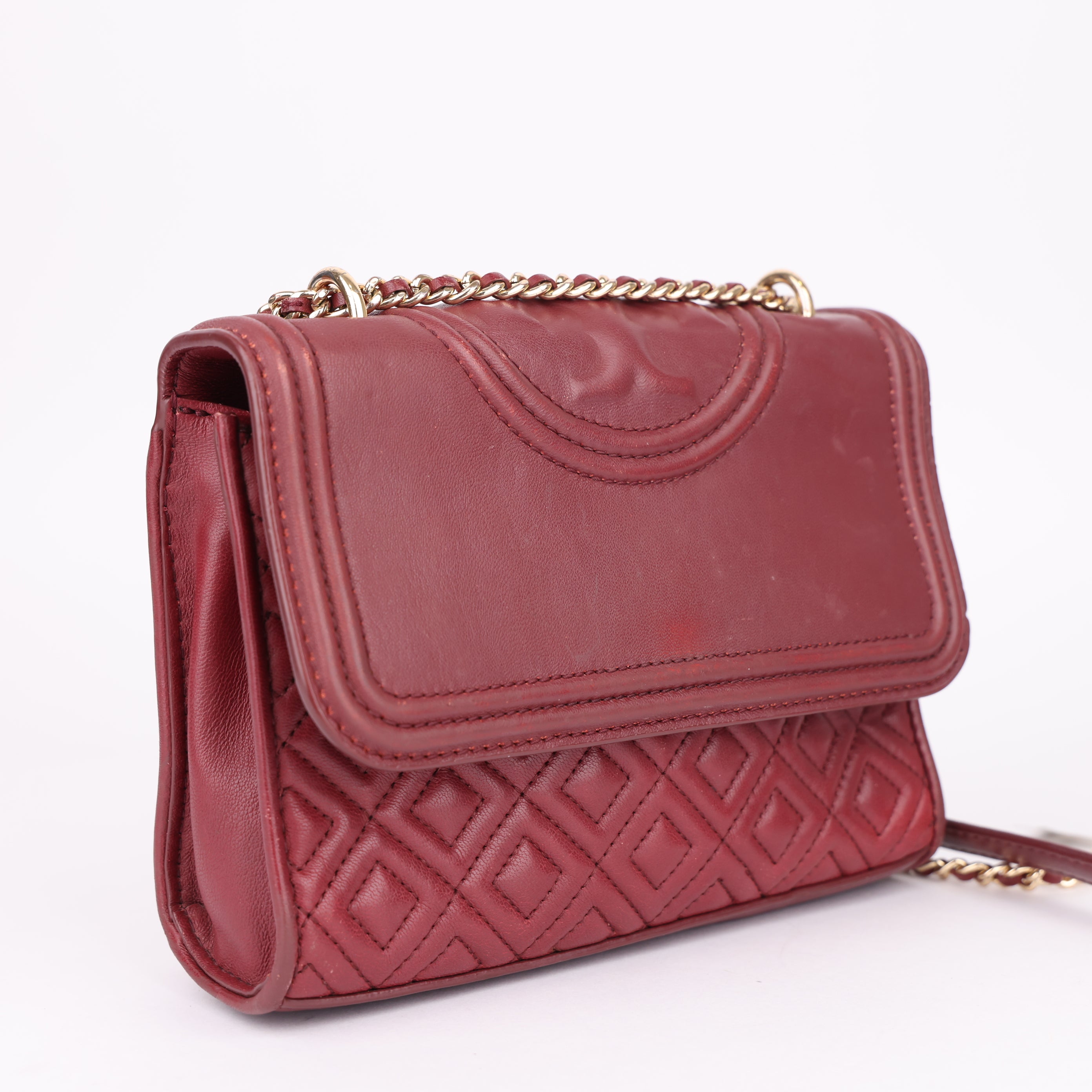 J1514 Tory Burch Authentic Fleming Small Convertible Bag- Pre Owned