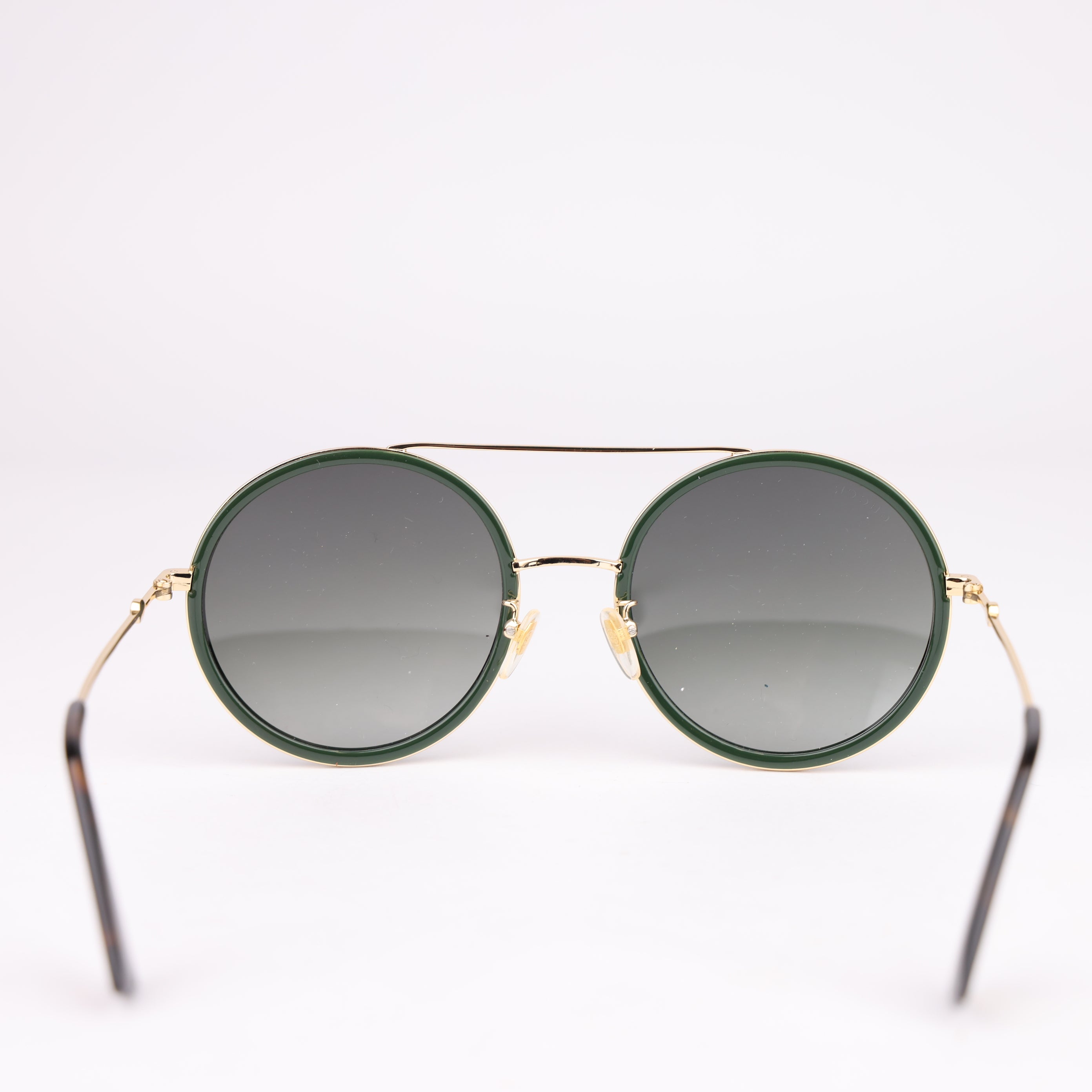 J1519 Gucci Brown Stripe Oval Pilot Sunglasses- Pre Owned