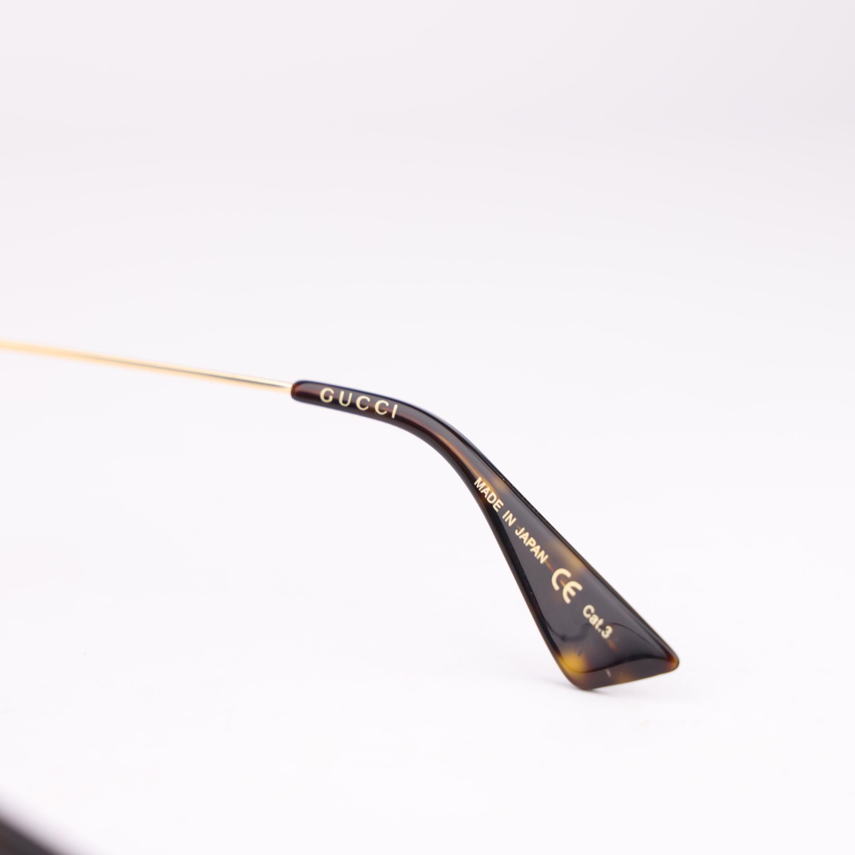 J1519 Gucci Brown Stripe Oval Pilot Sunglasses- Pre Owned