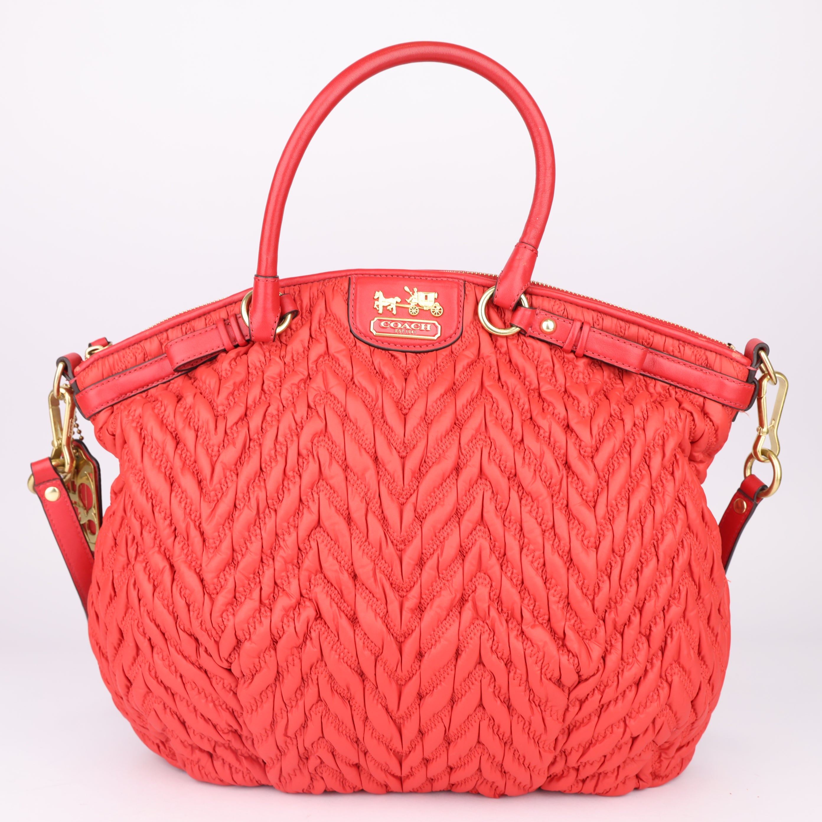 J1478 Coach Madison Nylon Leather 2way Bag Shoulder Bags- Pre Owned