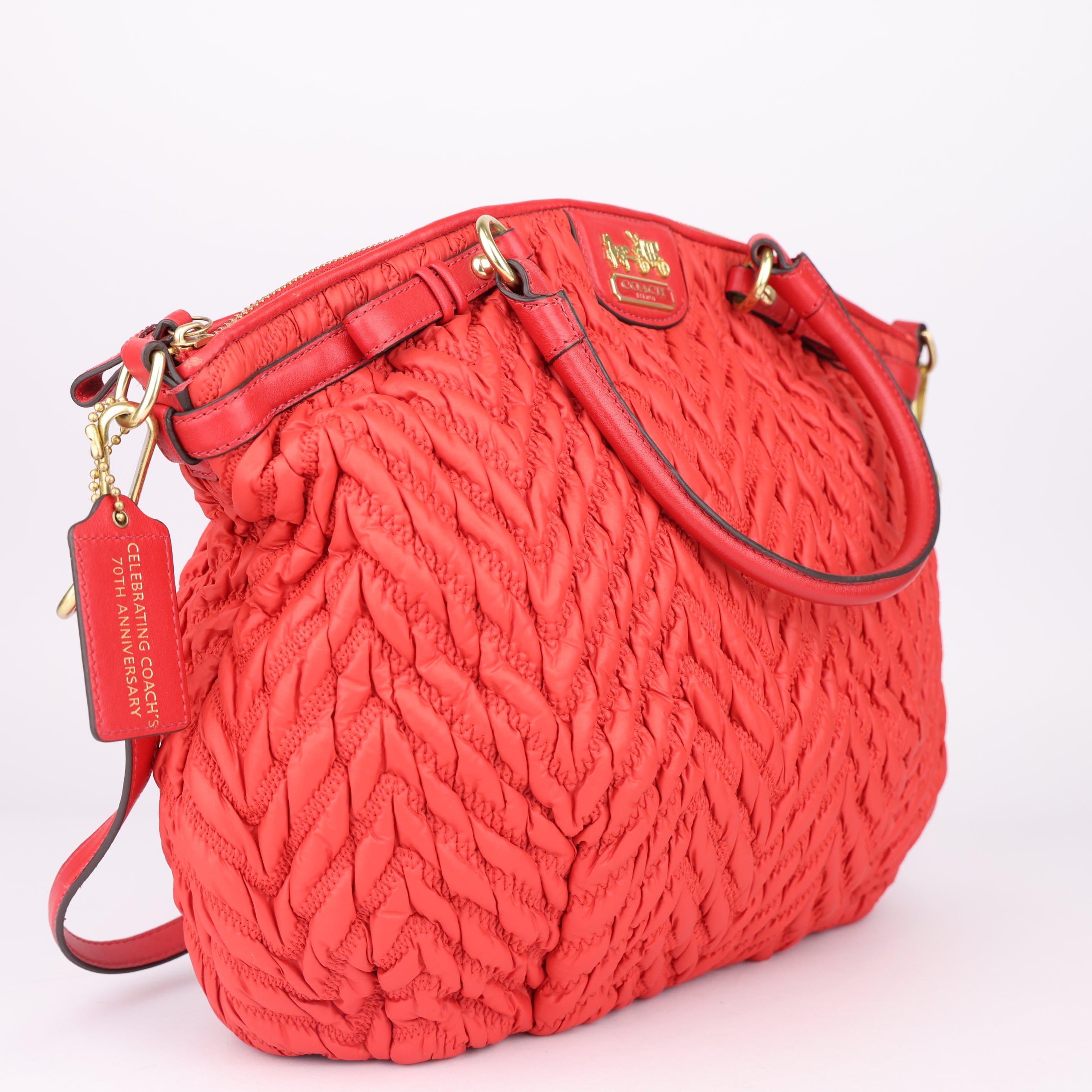 J1478 Coach Madison Nylon Leather 2way Bag Shoulder Bags- Pre Owned