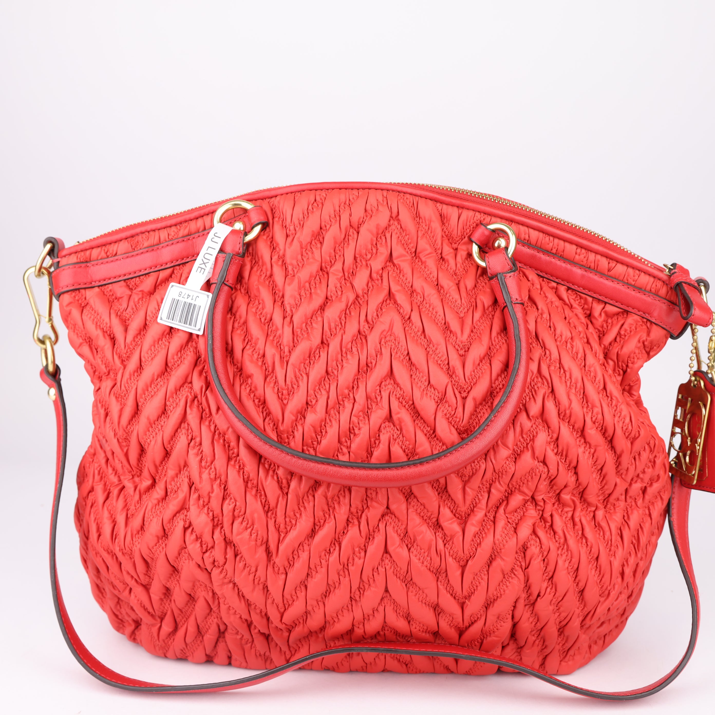 J1478 Coach Madison Nylon Leather 2way Bag Shoulder Bags- Pre Owned