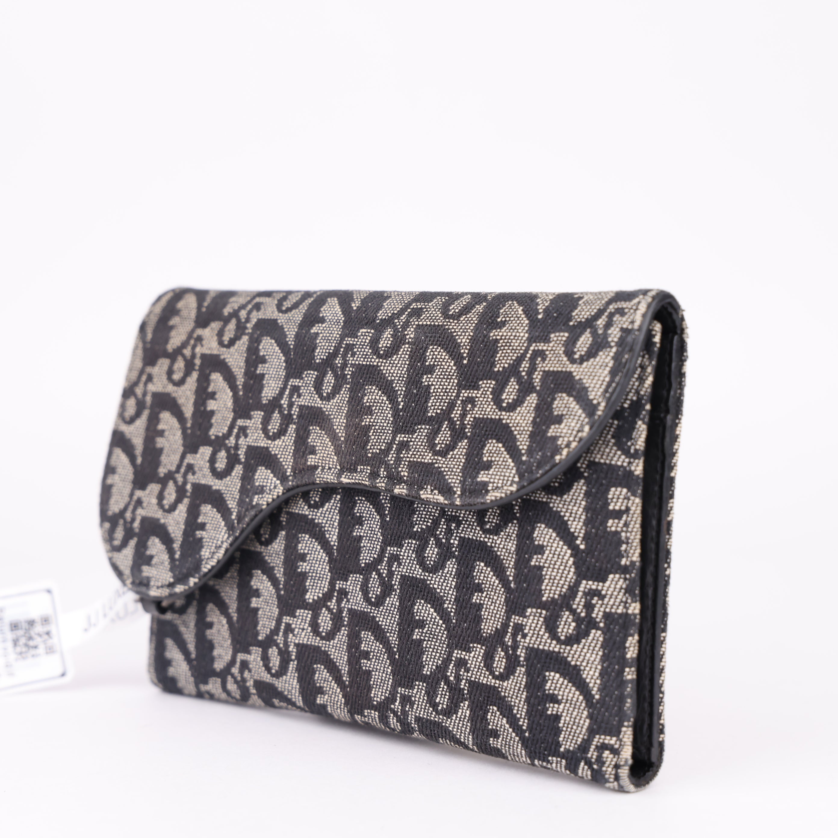 J1471 Christian Dior Blue Diorissimo Canvas Saddle Long Wallet - Pre Owned