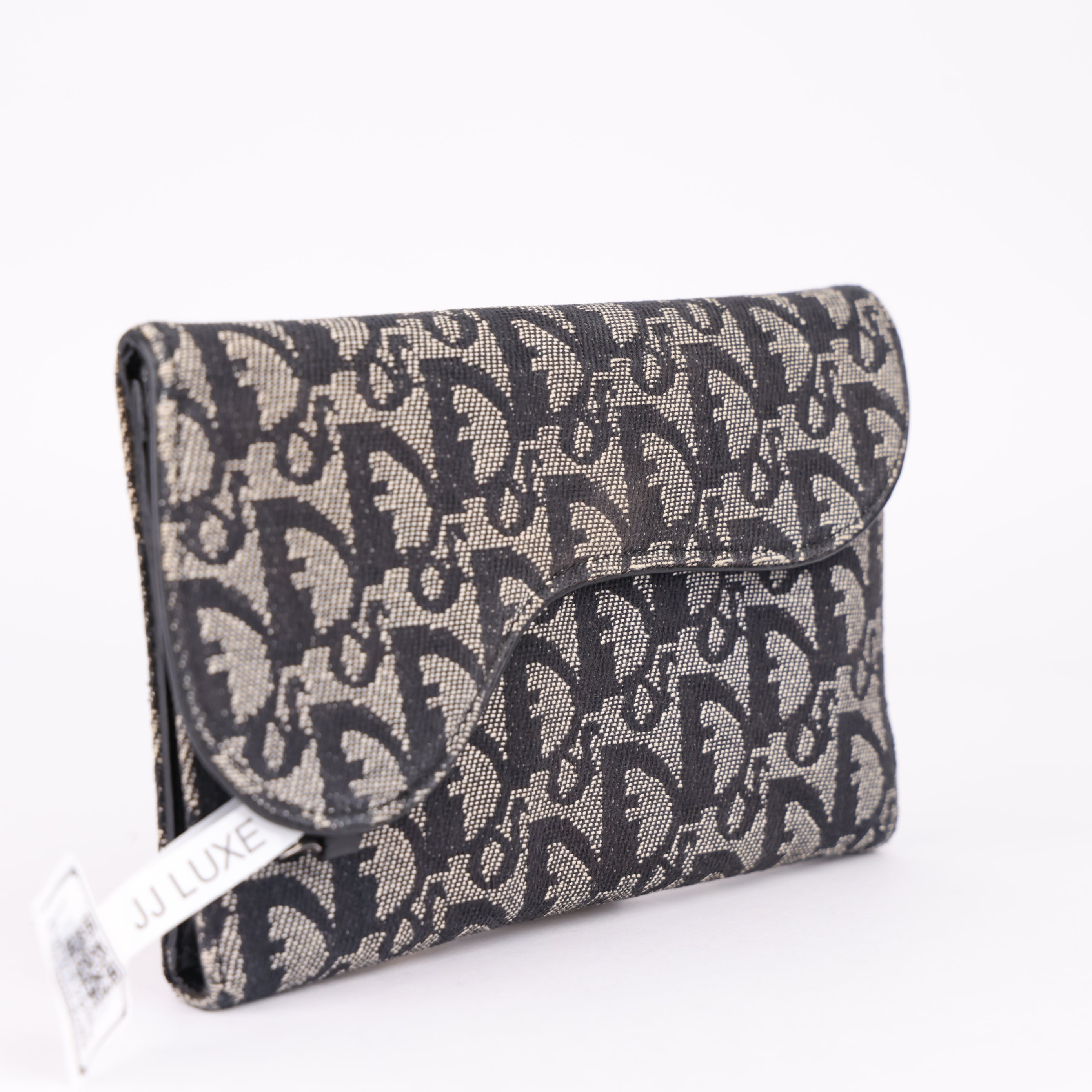 J1471 Christian Dior Blue Diorissimo Canvas Saddle Long Wallet - Pre Owned