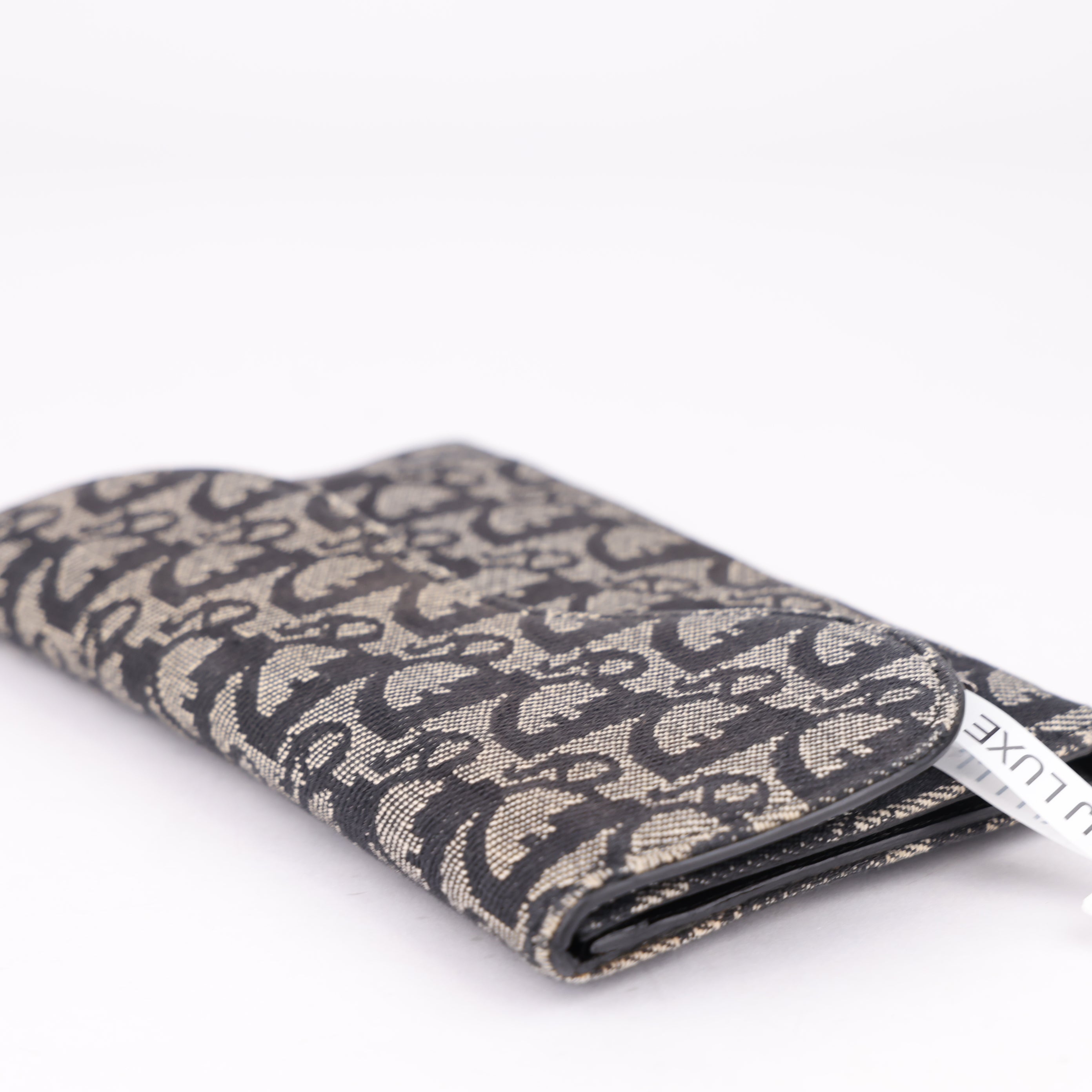 J1471 Christian Dior Blue Diorissimo Canvas Saddle Long Wallet - Pre Owned