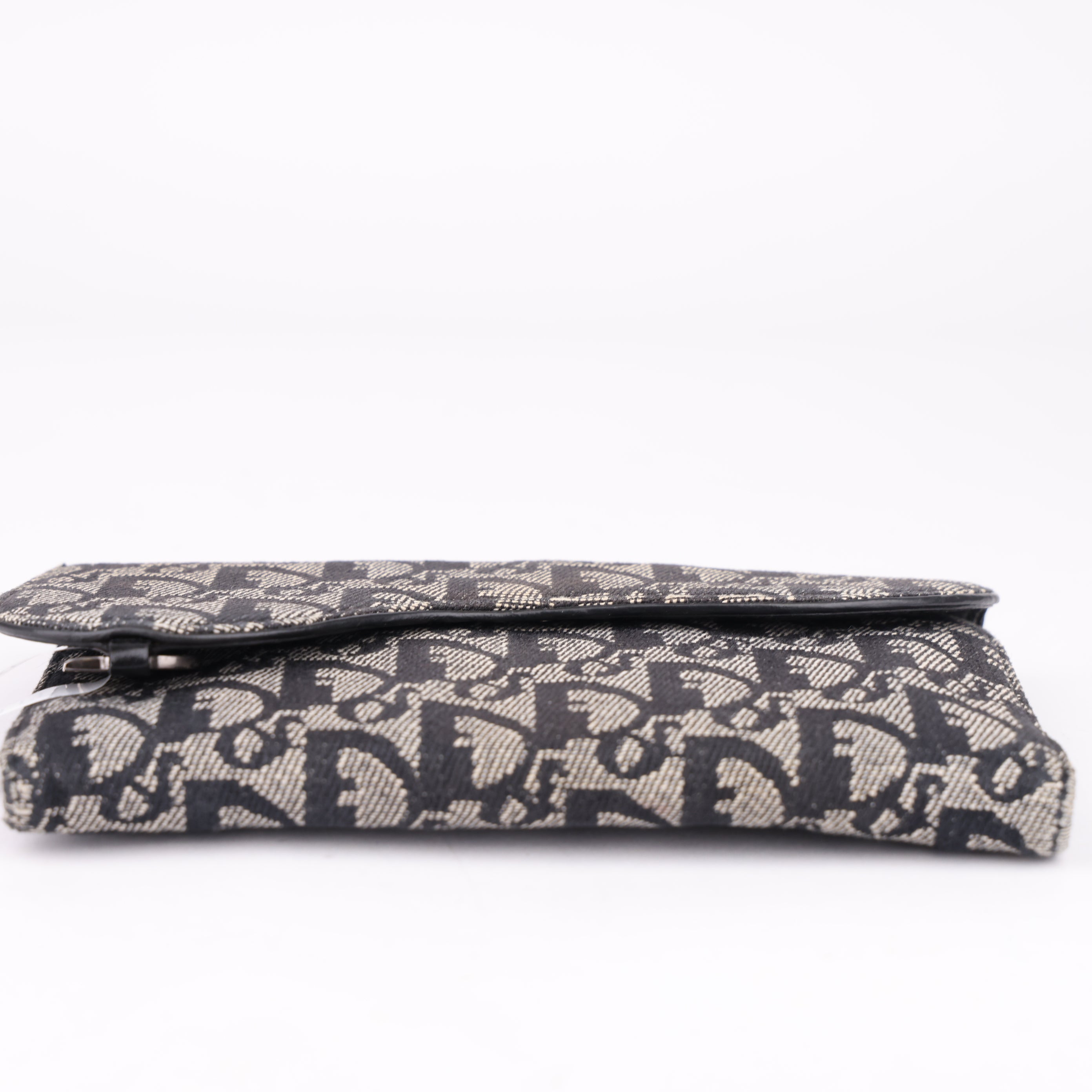 J1471 Christian Dior Blue Diorissimo Canvas Saddle Long Wallet - Pre Owned