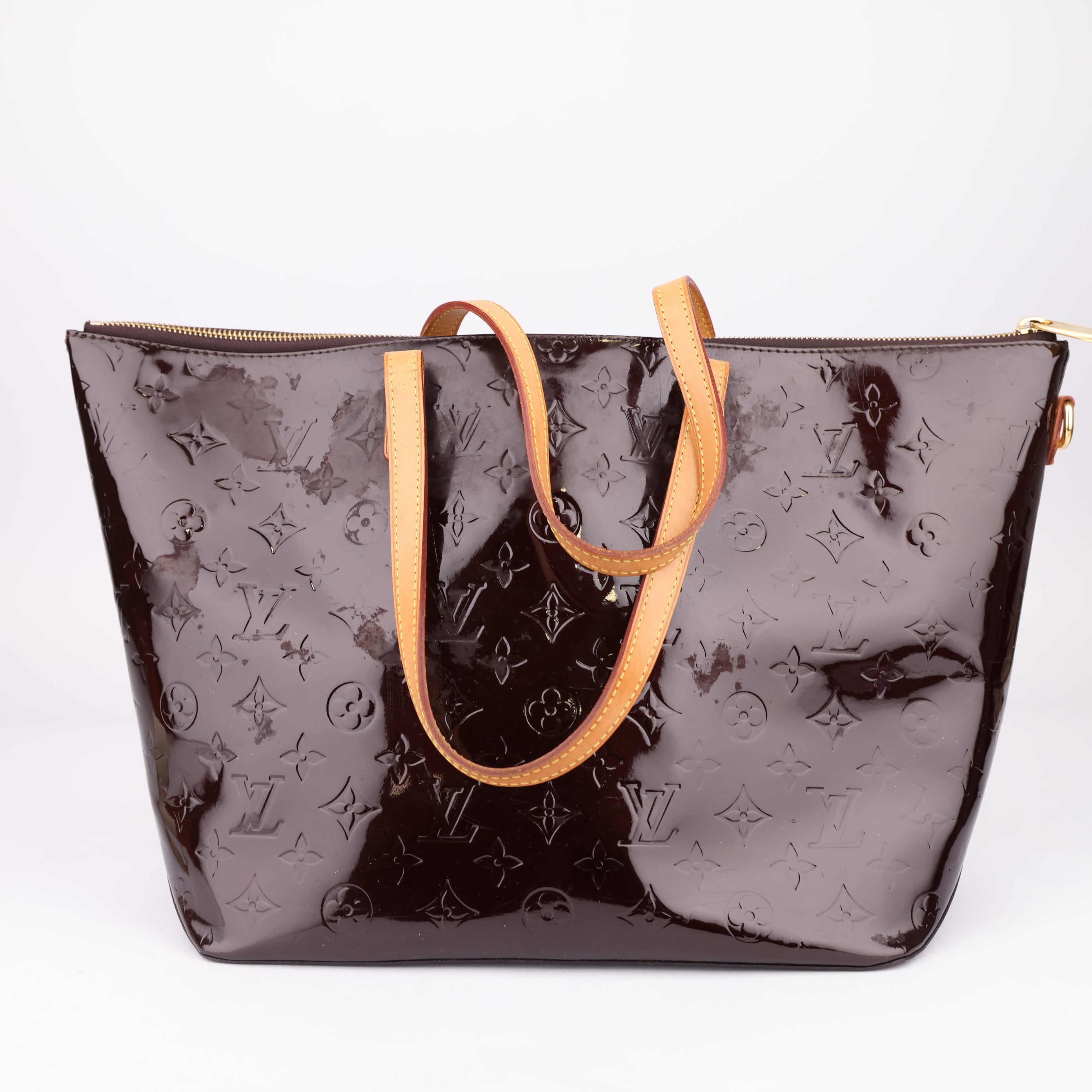 J1466 Louis Vuitton Amaranth Burgundy Leather Bellevue PM Shoulder Bag- Pre Owned