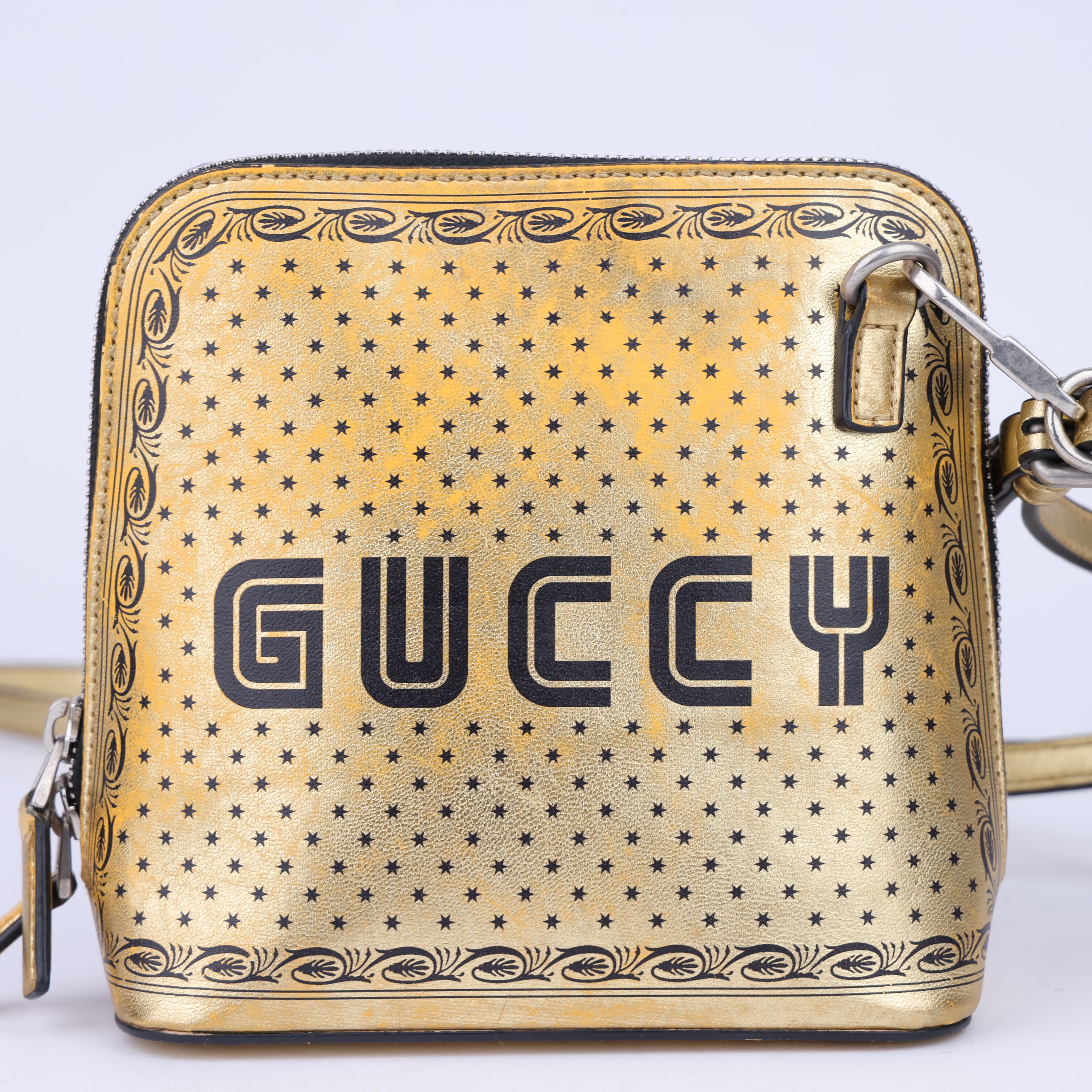 J1473 GUCCI Metallic Guccy Mini Crossbody Gold/Black- Pre Owned