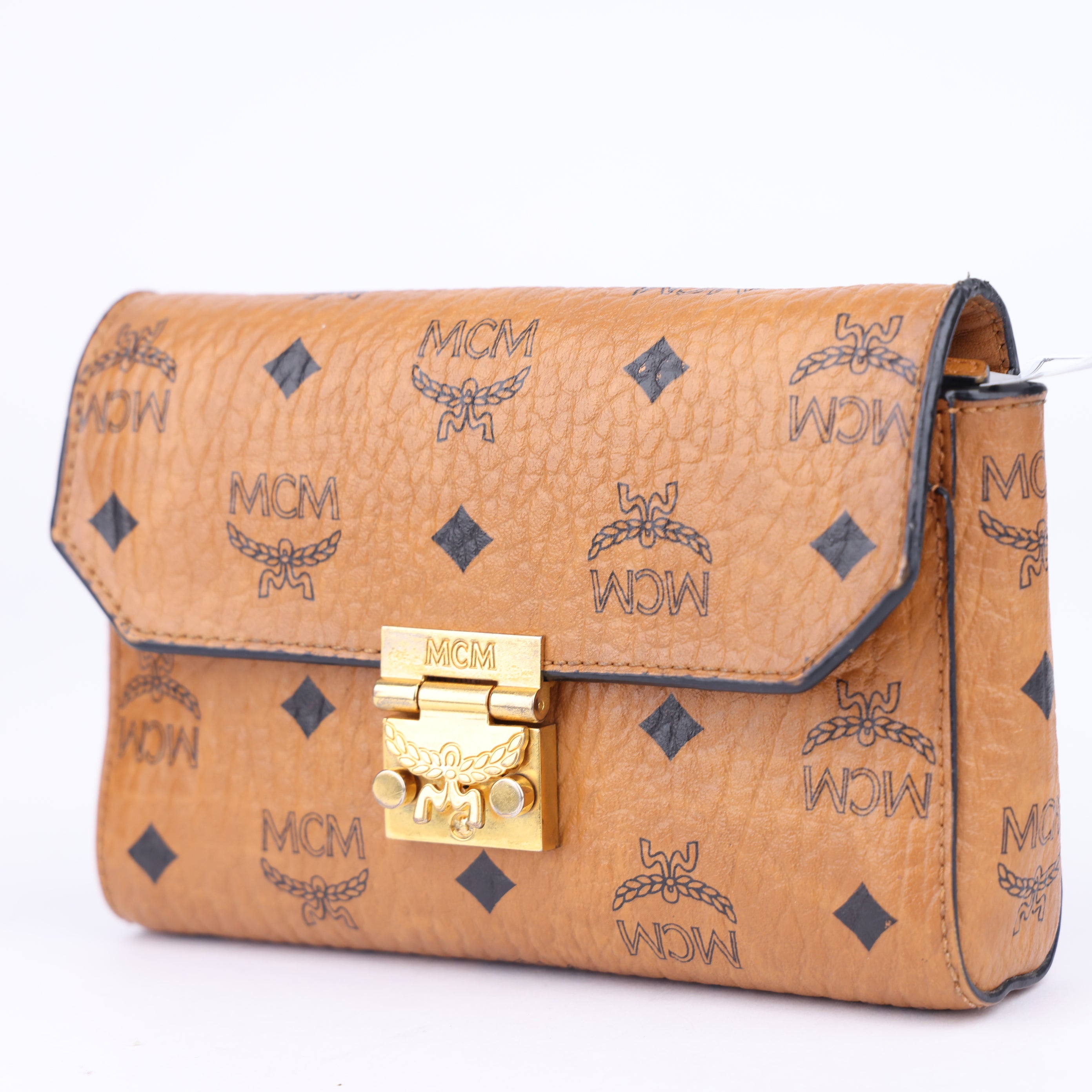 J1472 MCM Leather Printed Shoulder Bag- Pre Owned