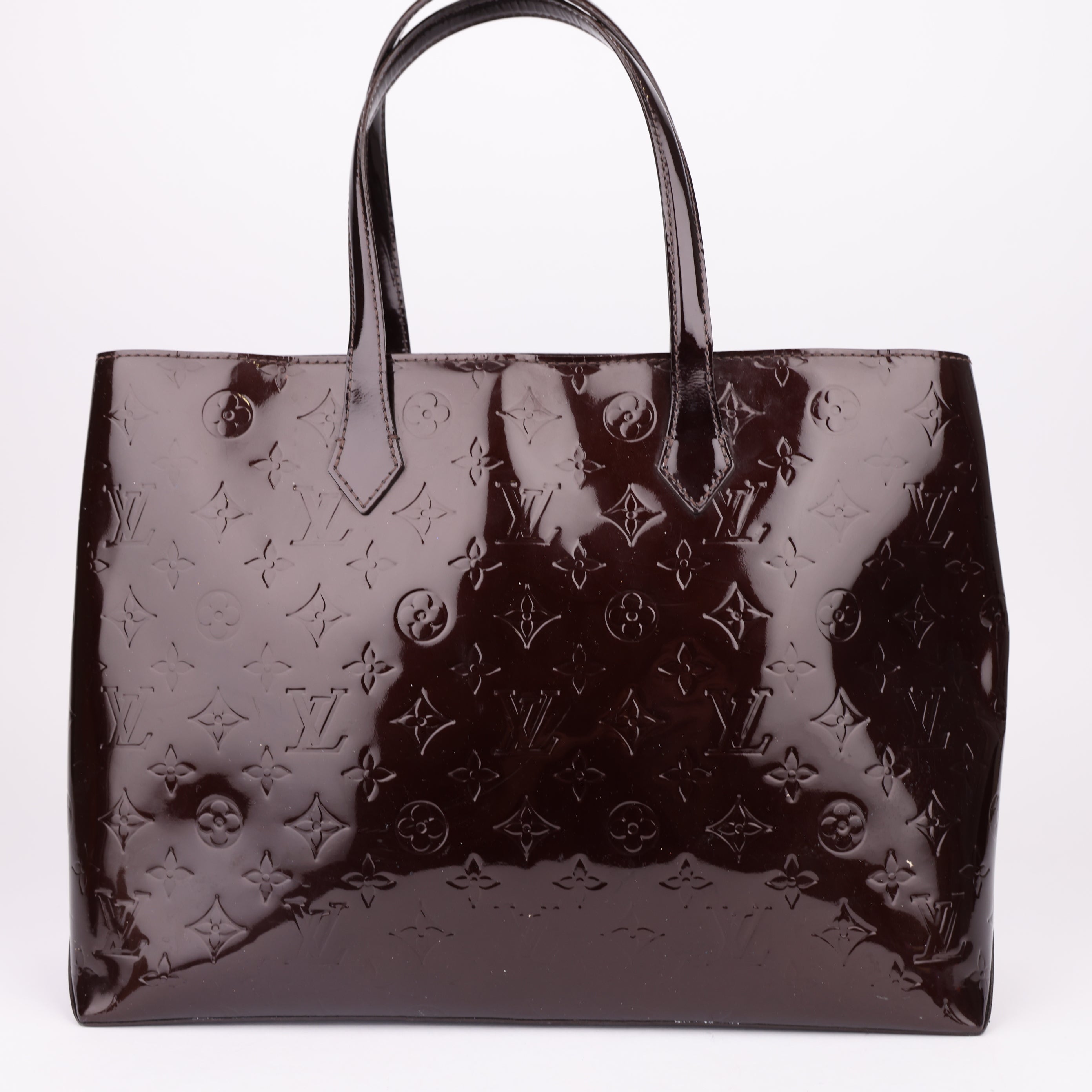 J1465 Louis Vuitton Amarante Monogram Vernis Wilshire MM Bag - Pre Owned
