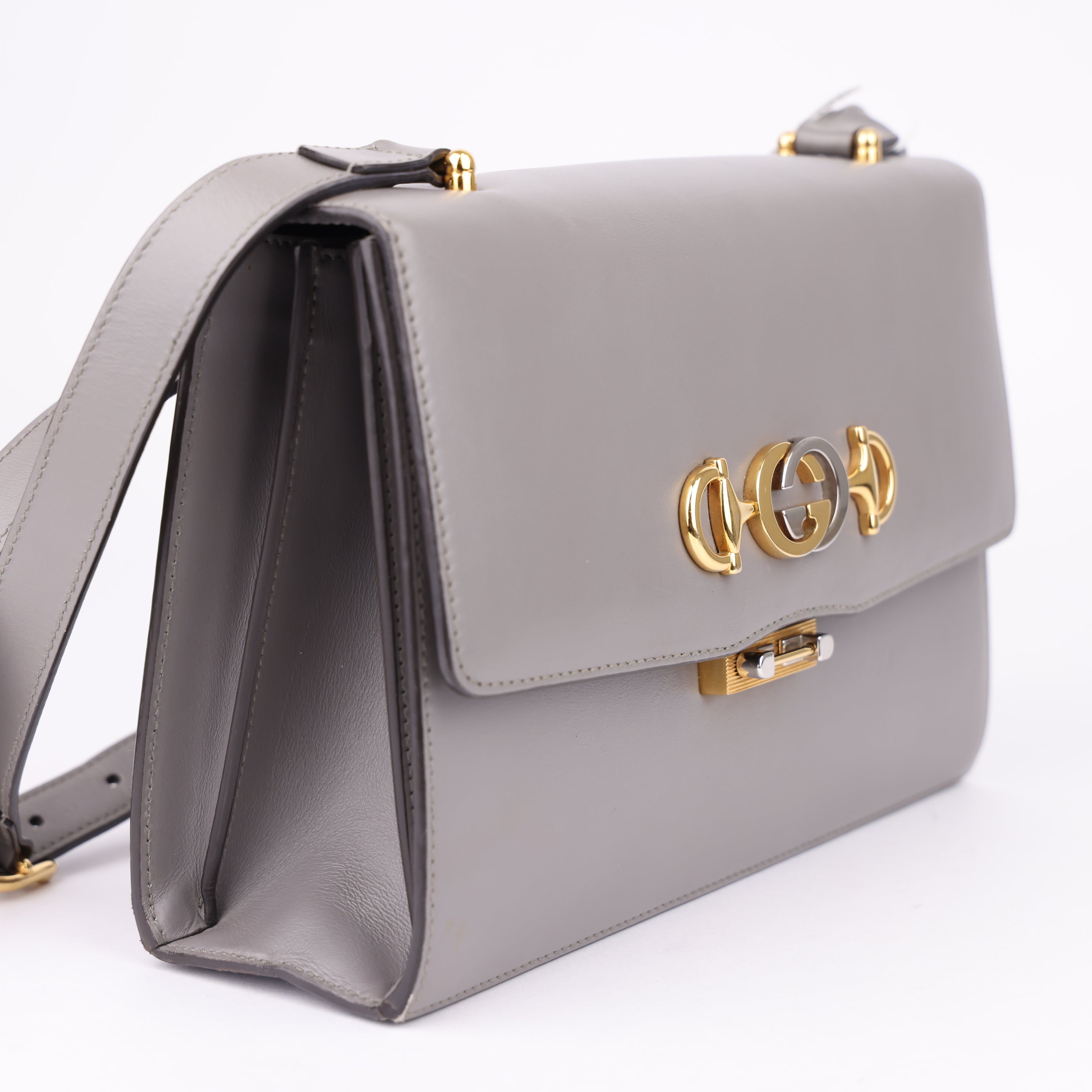 J1495 Gucci Zumi Leather Shoulder Bag Brown- Pre Owned