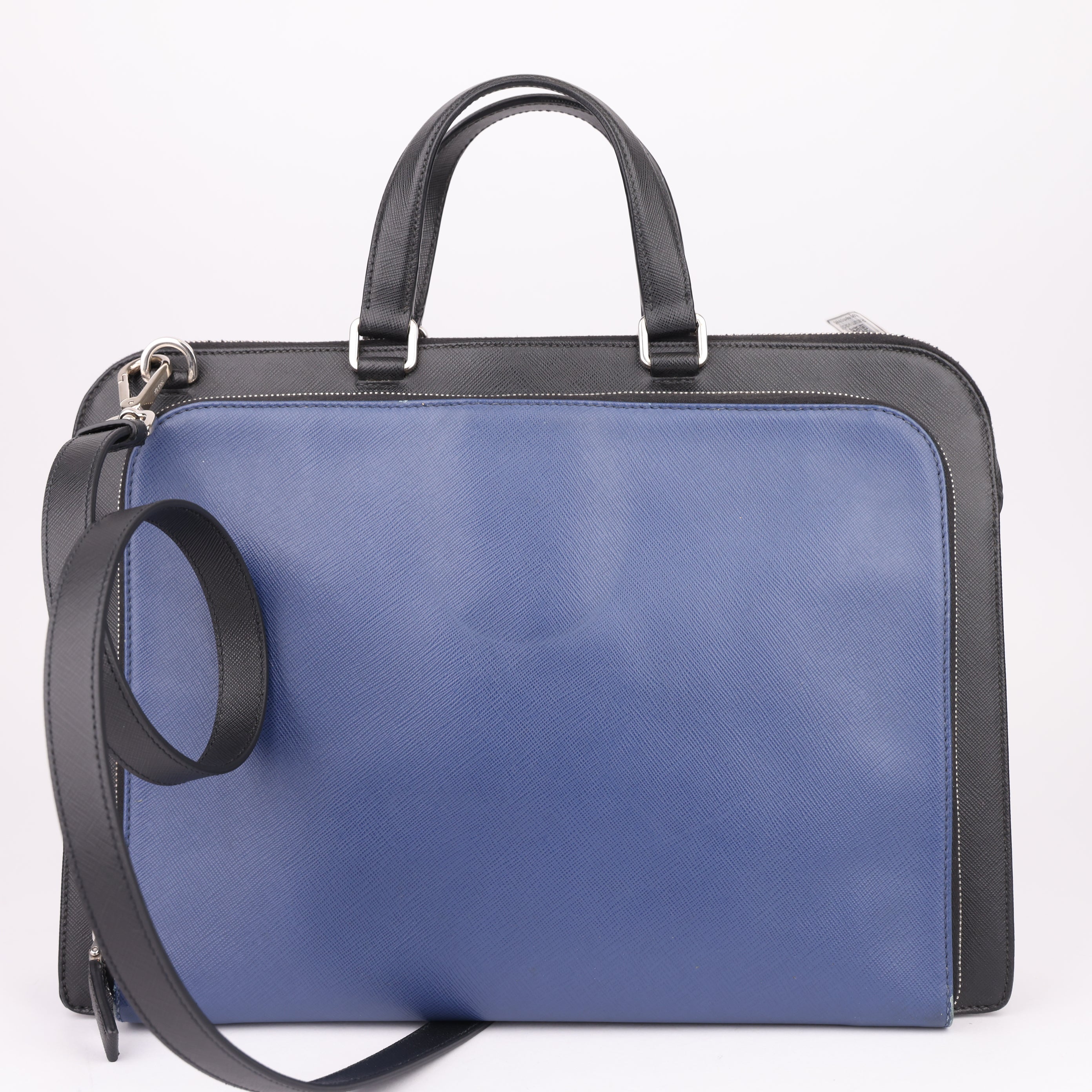 J1500 Prada Black Saffiano Leather Attache Briefcase- Pre Owned