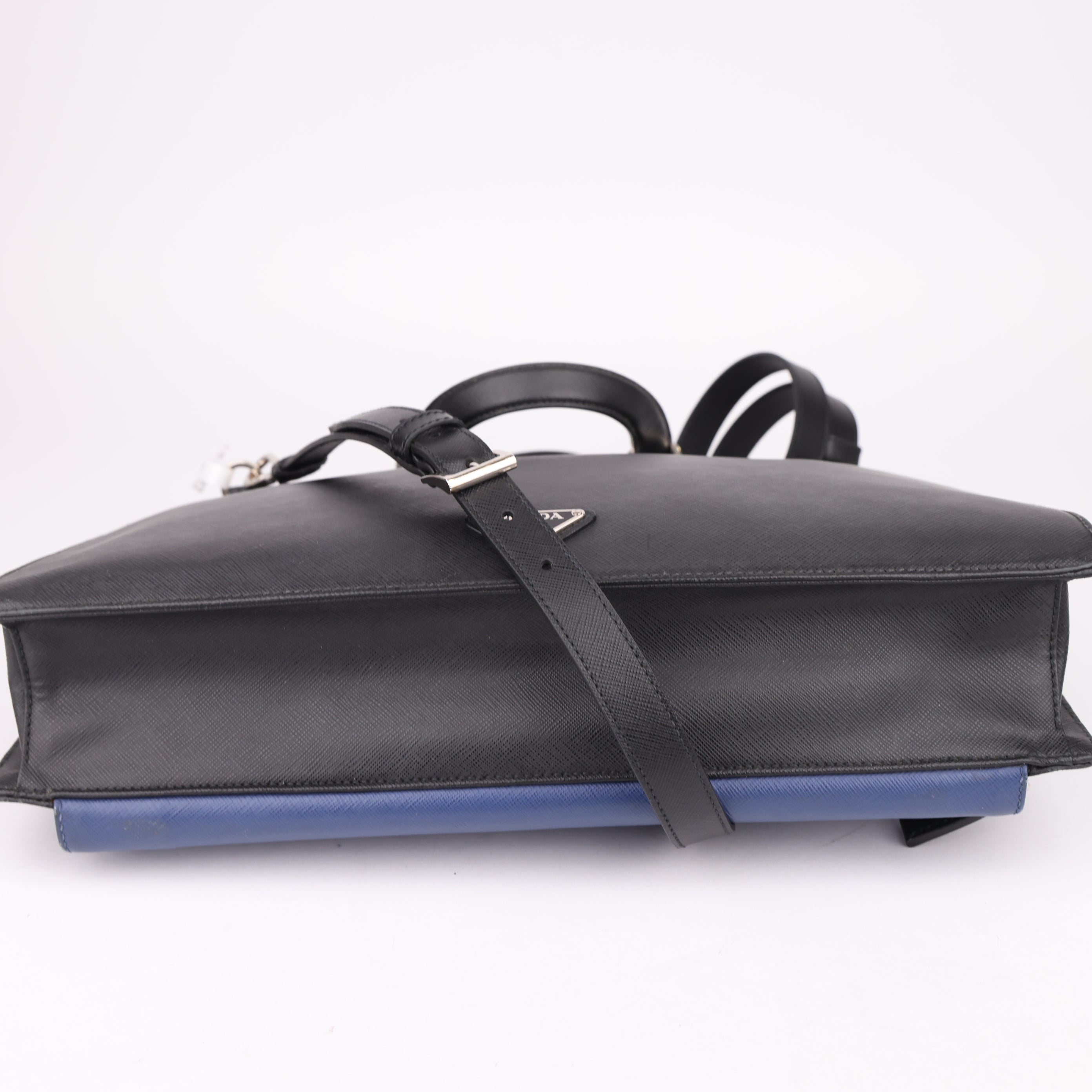 J1500 Prada Black Saffiano Leather Attache Briefcase- Pre Owned