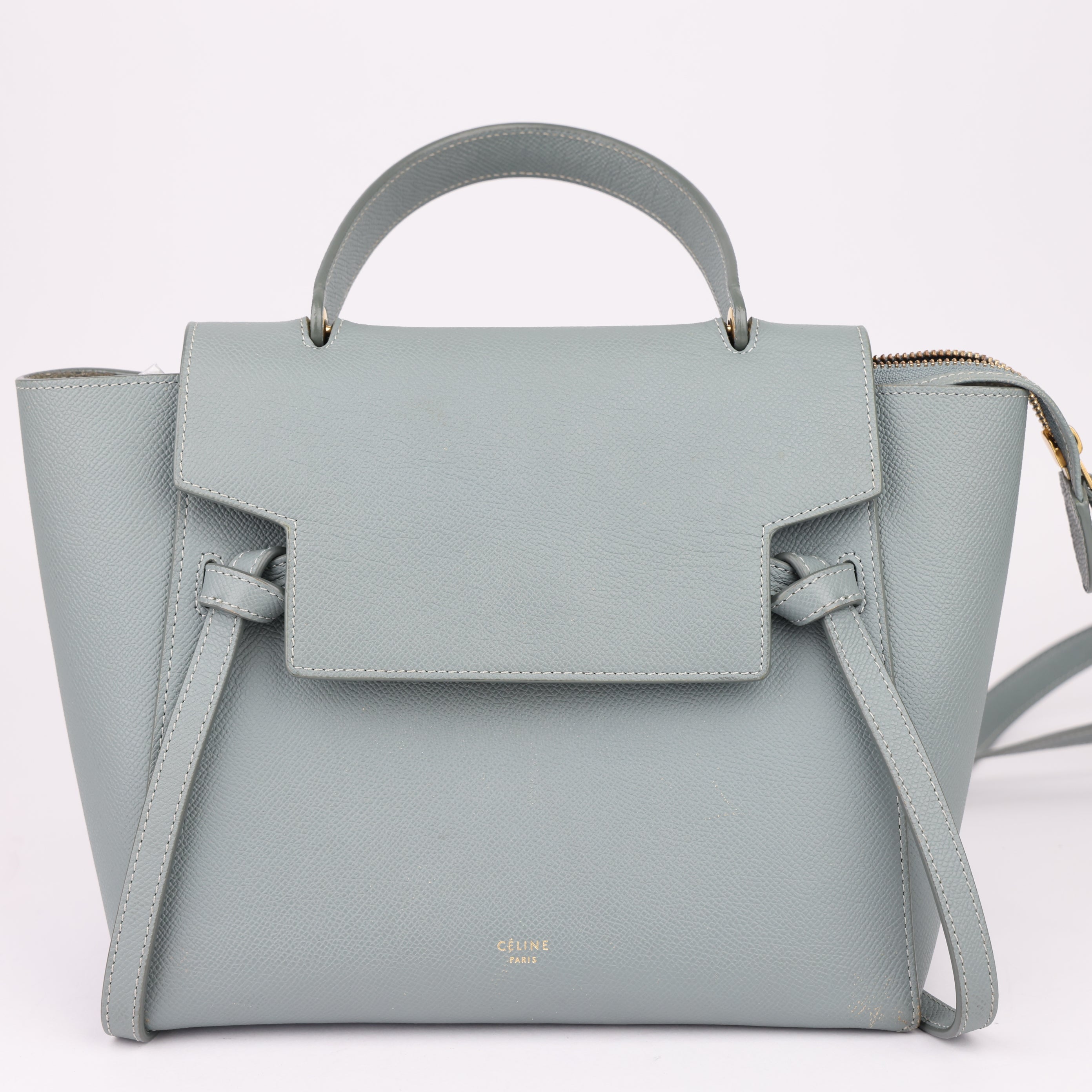 J1499 Celine Leather Belt Bag Nano Handbag Blue Pony- Pre Owned