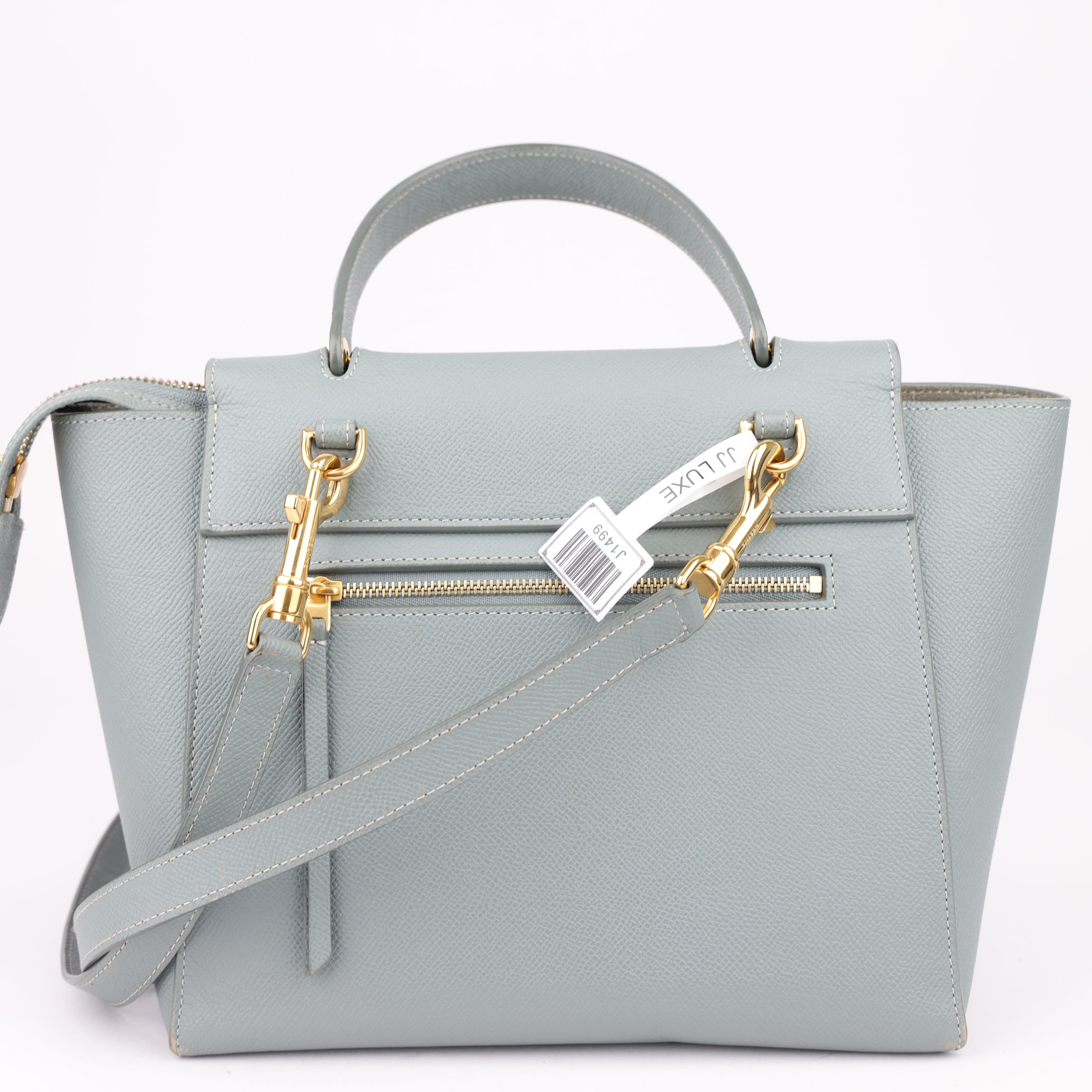 J1499 Celine Leather Belt Bag Nano Handbag Blue Pony- Pre Owned