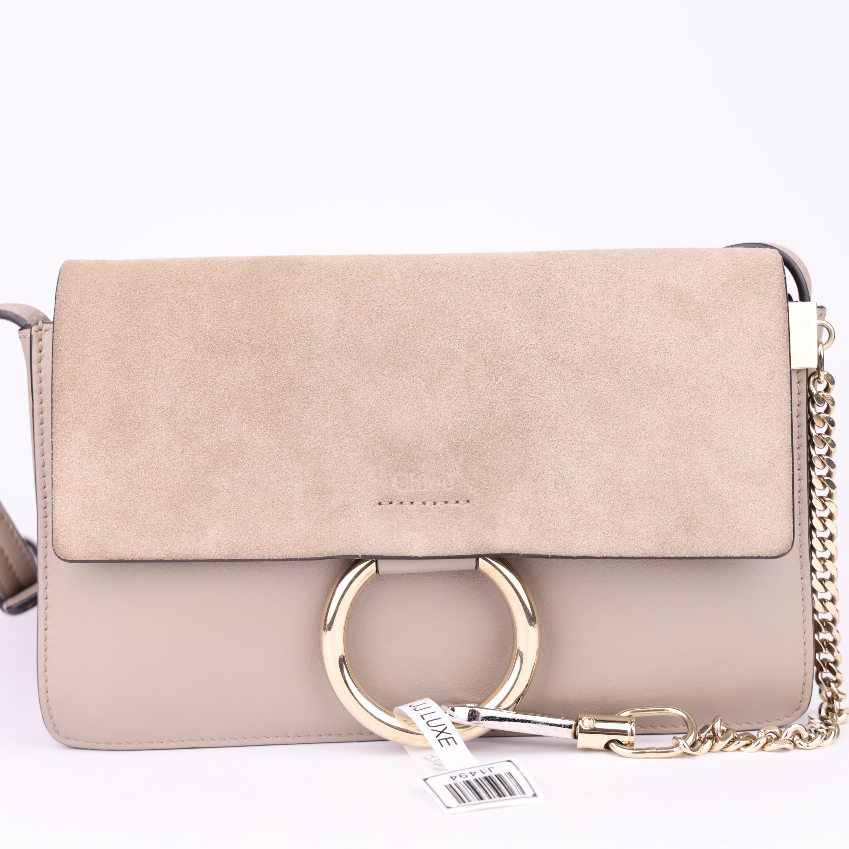 J1494 Chloe Motty Grey Leathe Small Faye Crossbody Bag- Pre Owned