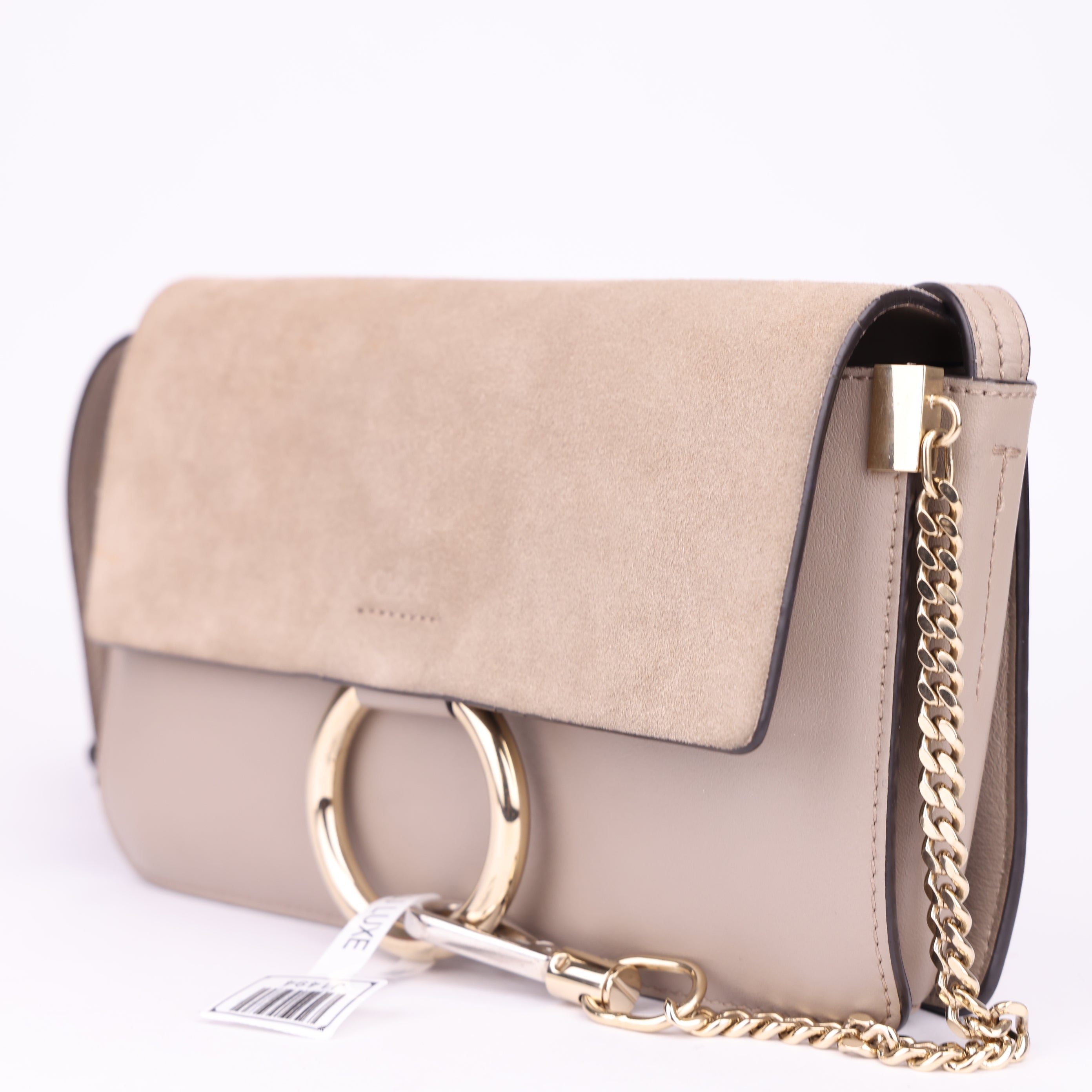 J1494 Chloe Motty Grey Leathe Small Faye Crossbody Bag- Pre Owned