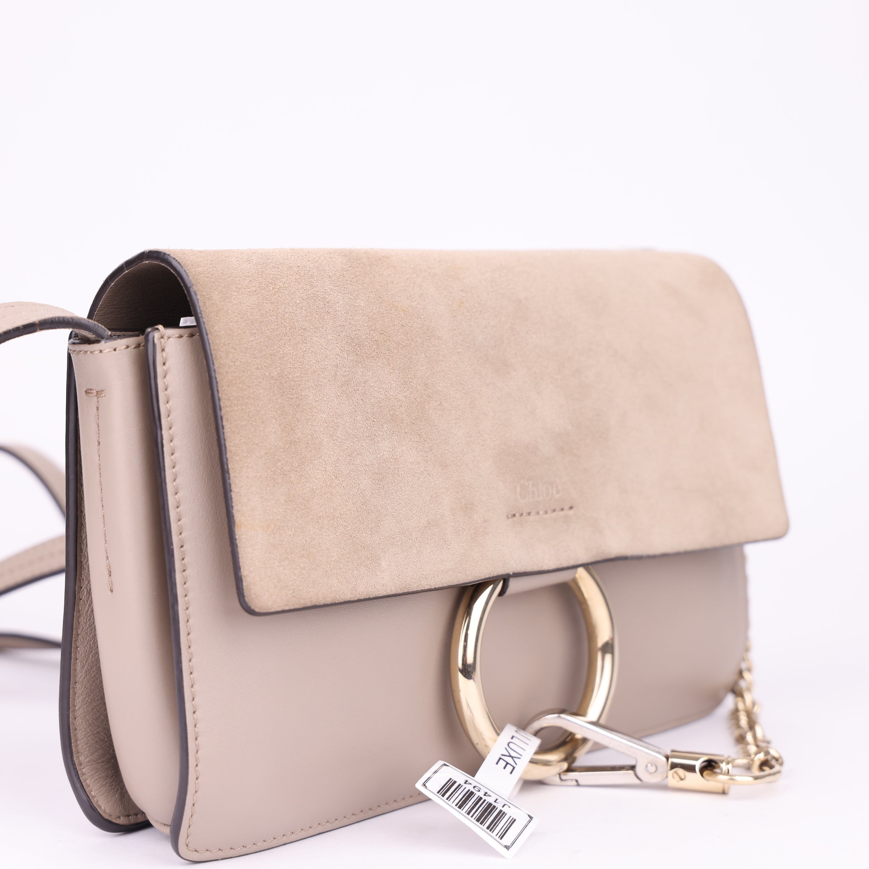 J1494 Chloe Motty Grey Leathe Small Faye Crossbody Bag- Pre Owned
