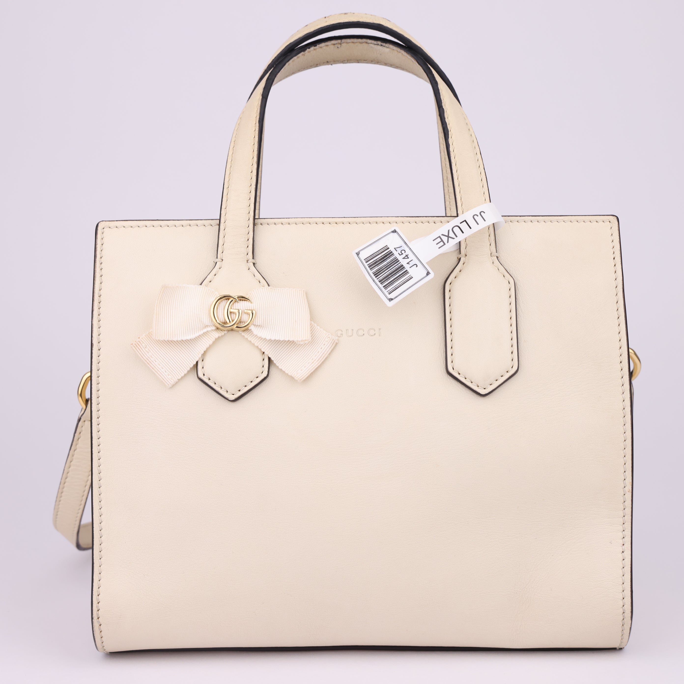 J1457 GUCCI Japan limited Tote Bag Leather White Gold- Pre Owned