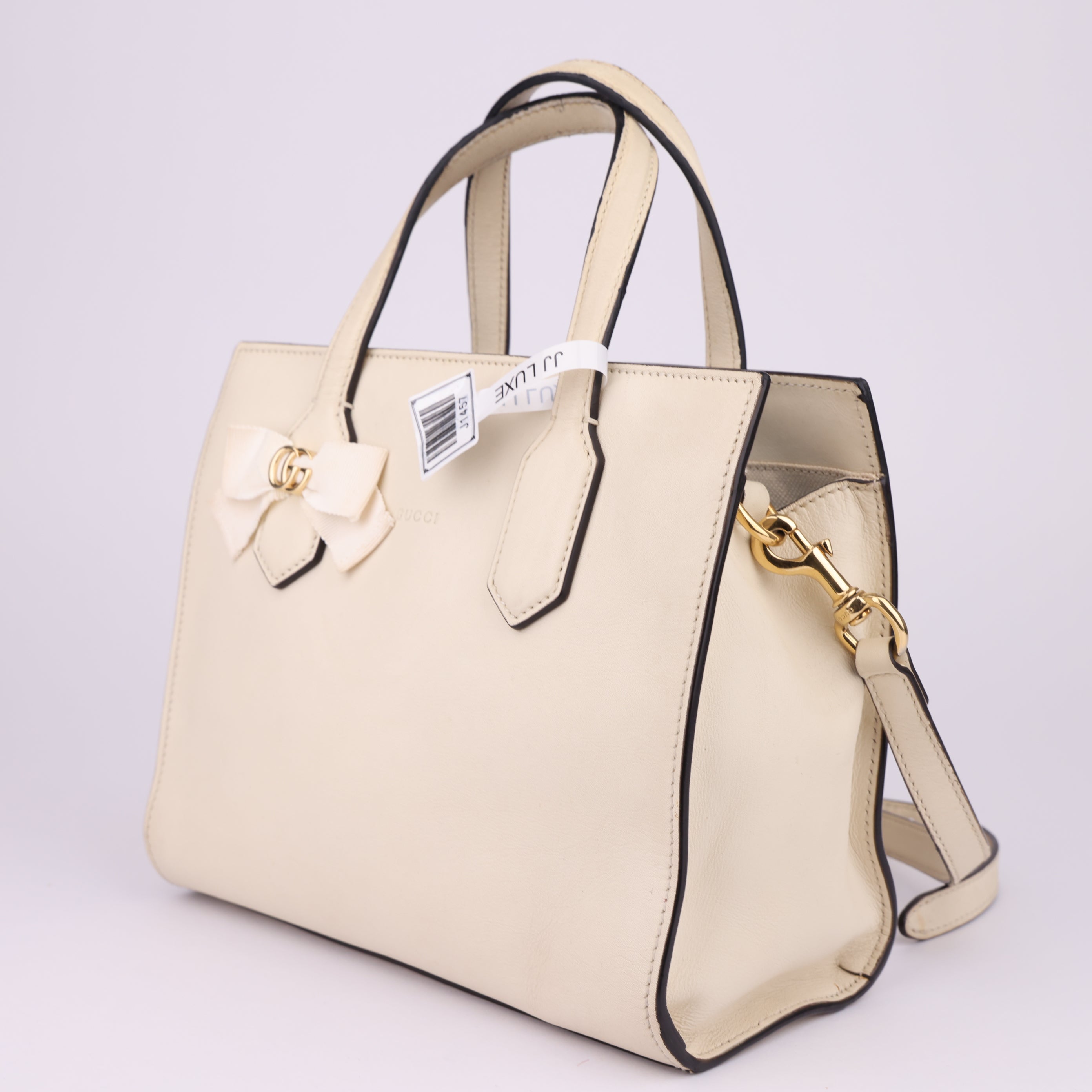 J1457 GUCCI Japan limited Tote Bag Leather White Gold- Pre Owned