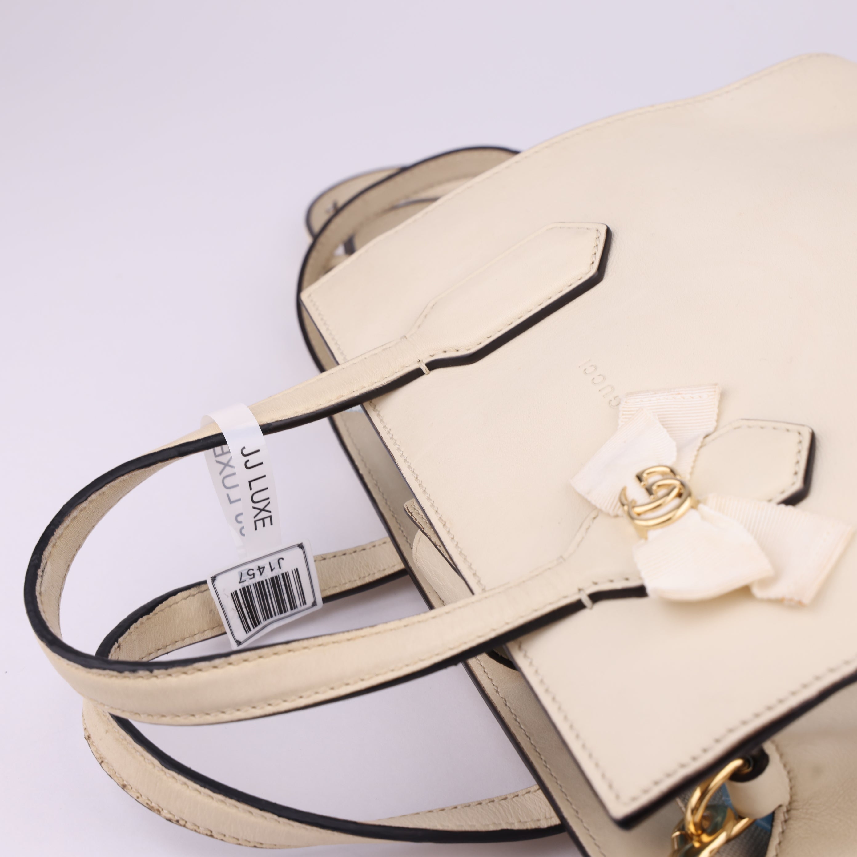 J1457 GUCCI Japan limited Tote Bag Leather White Gold- Pre Owned
