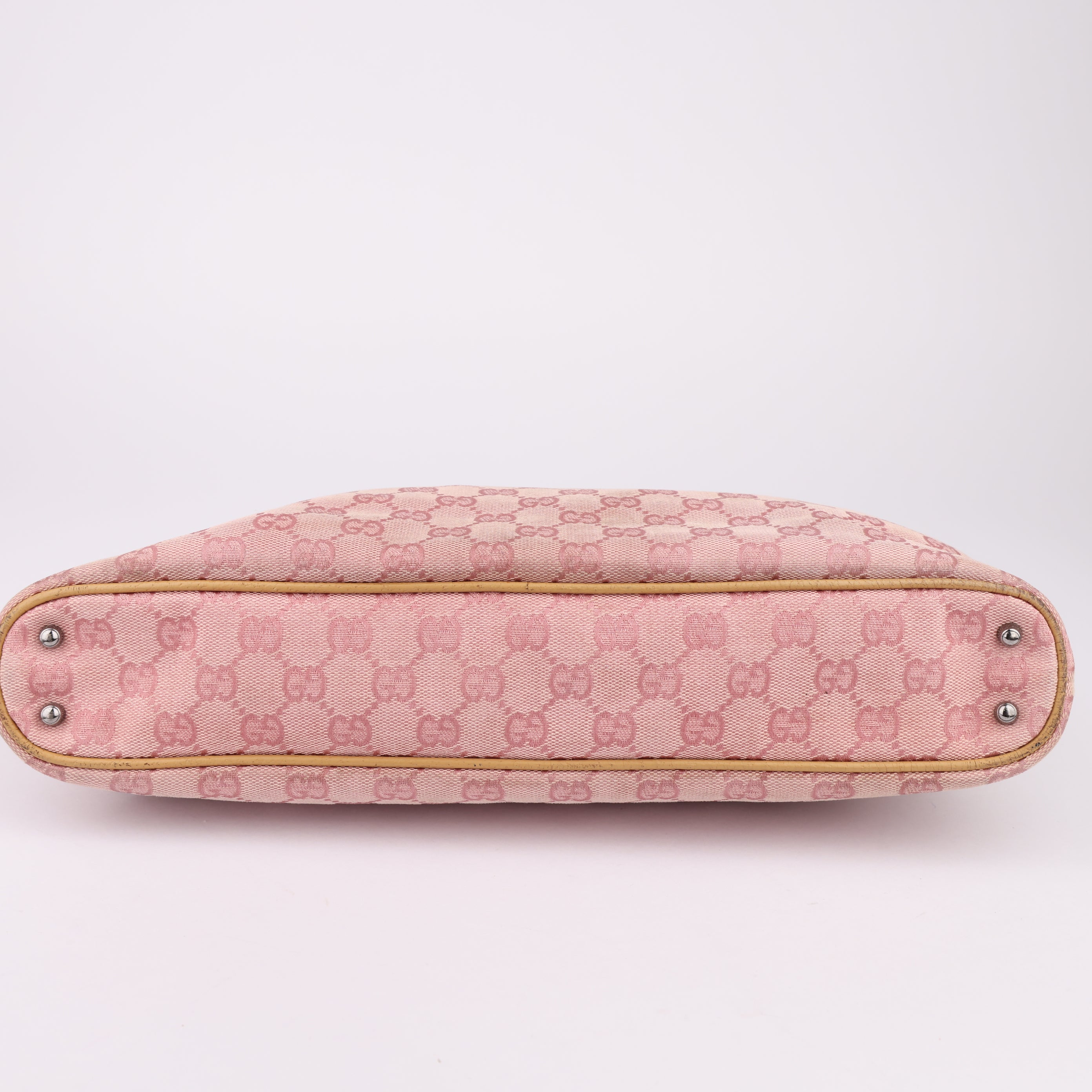 J1456 Gucci Pink GG Canvas Handbag Brown- Pre Owned