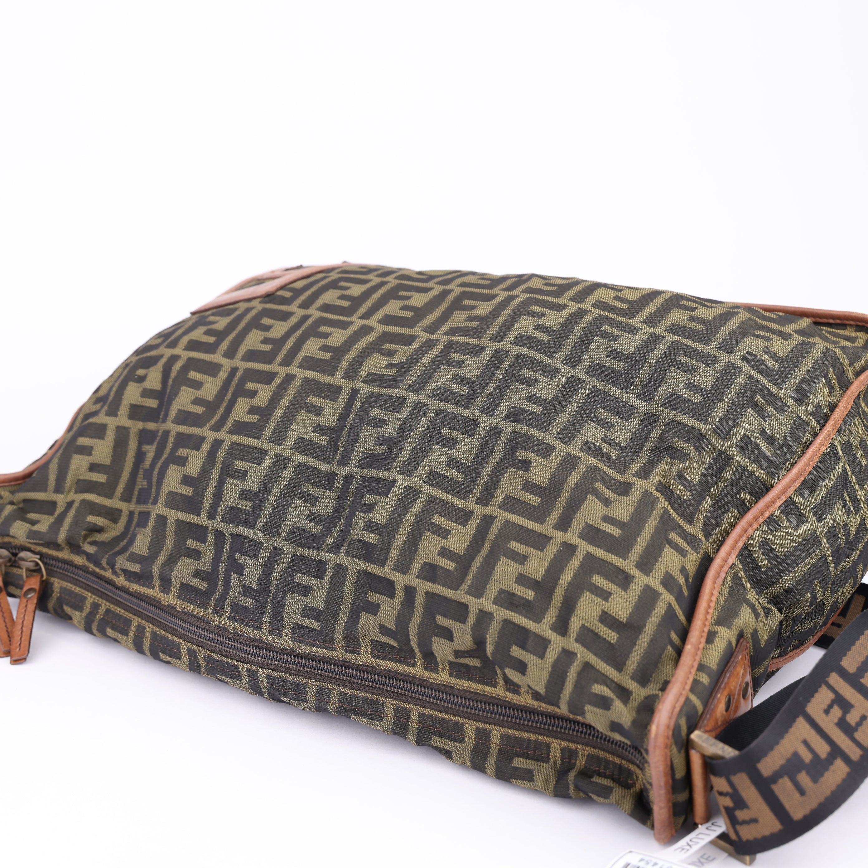 J1454 Fendi Zucca Monogram Canvas Large Messenger Crossbody Bag- Pre Owned