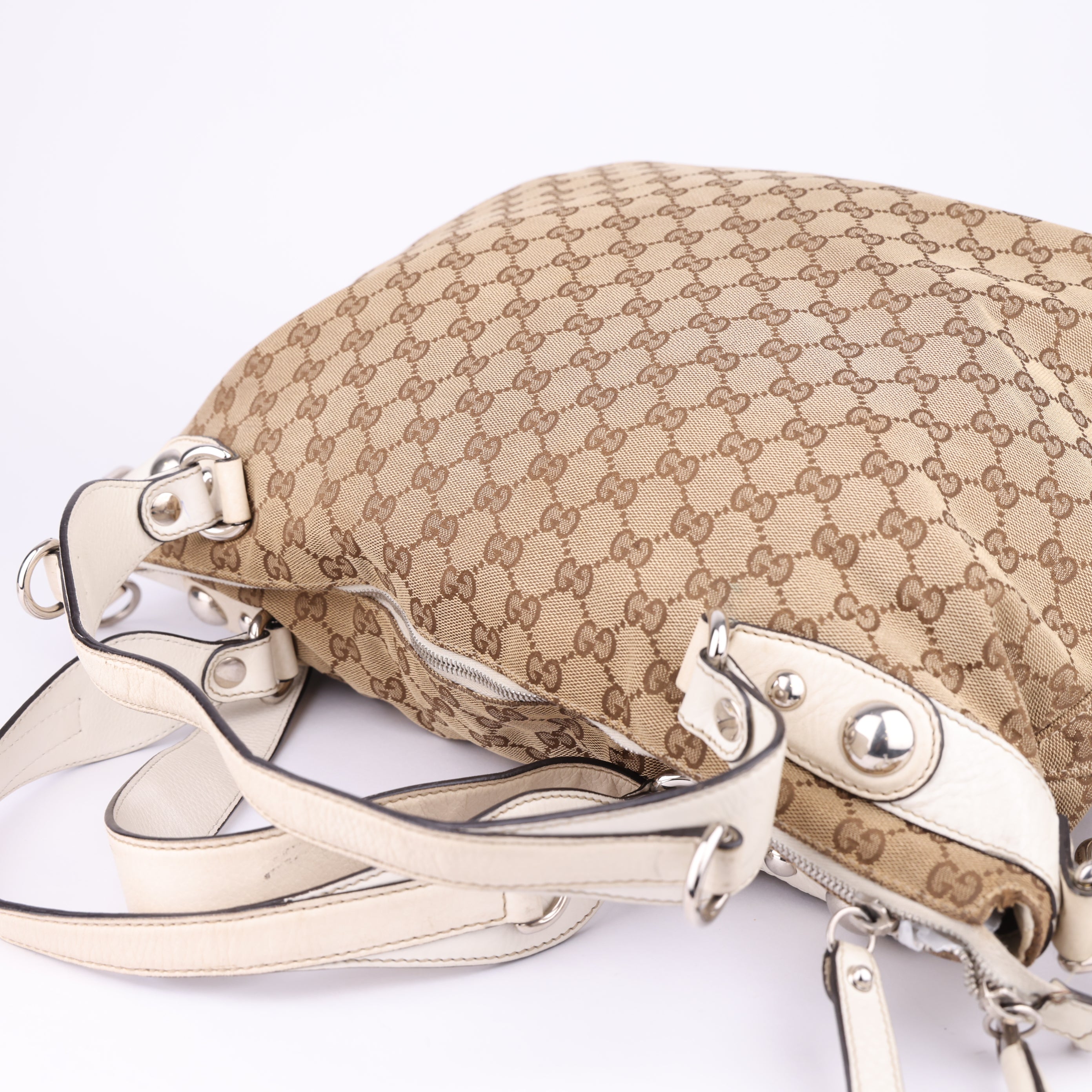 J1452 Gucci Icon Bit Large GG Canvas Two Way Zip Bag - Pre Owned