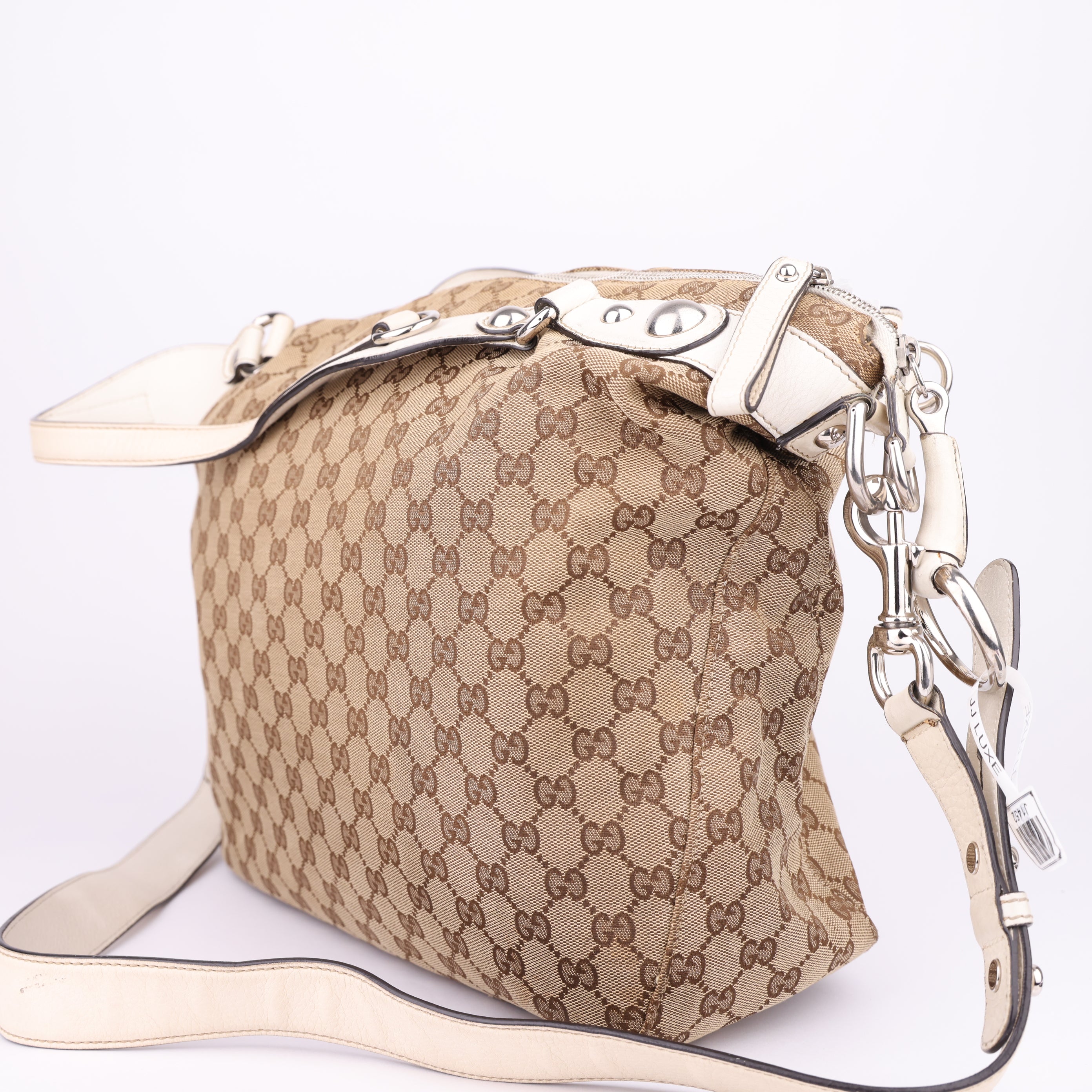 J1452 Gucci Icon Bit Large GG Canvas Two Way Zip Bag - Pre Owned