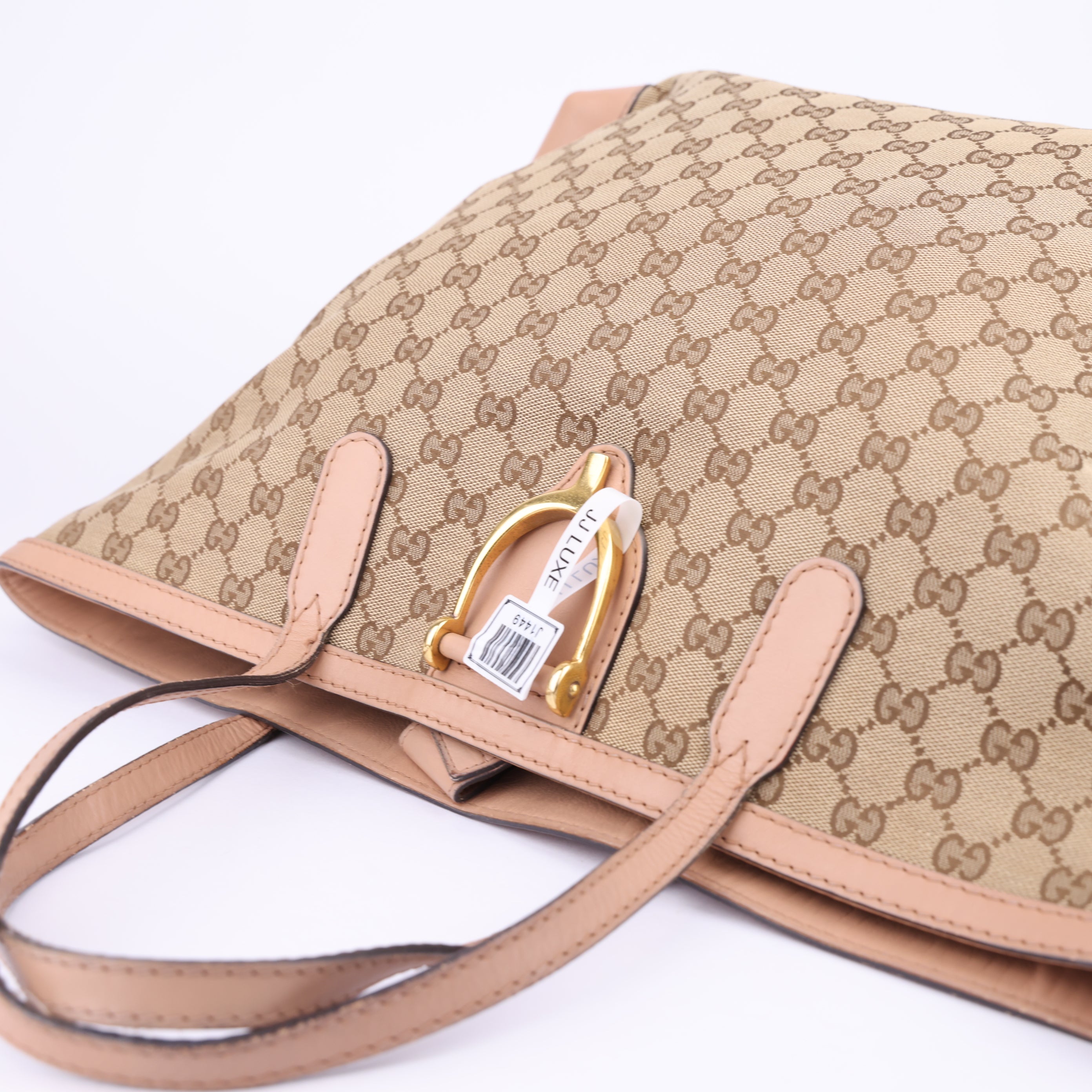 J1449 GUCCI GG Canvas Tote Bag Beige- Pre Owned