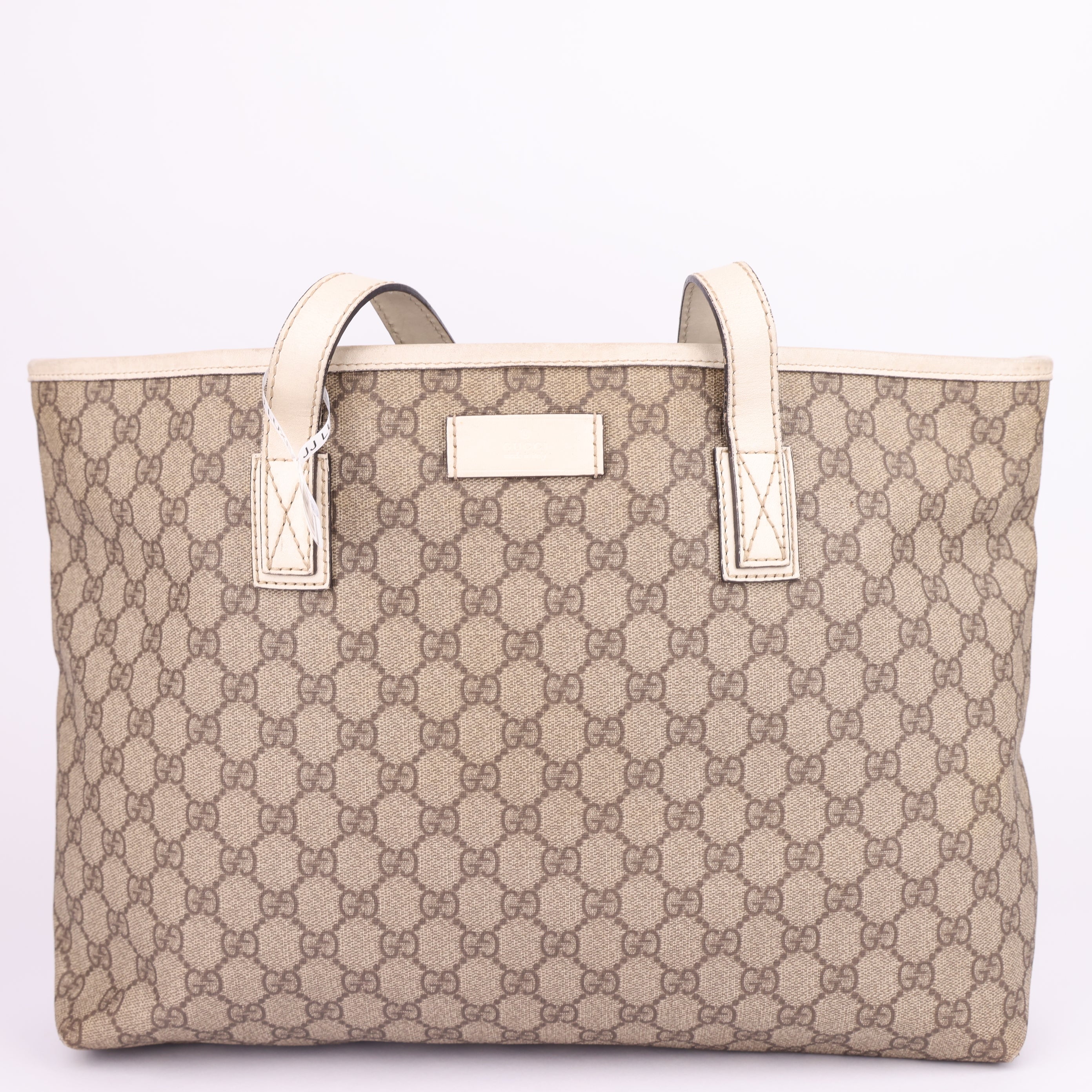 J1448 Gucci Brown White Pvc Tote Bag- Pre Owned
