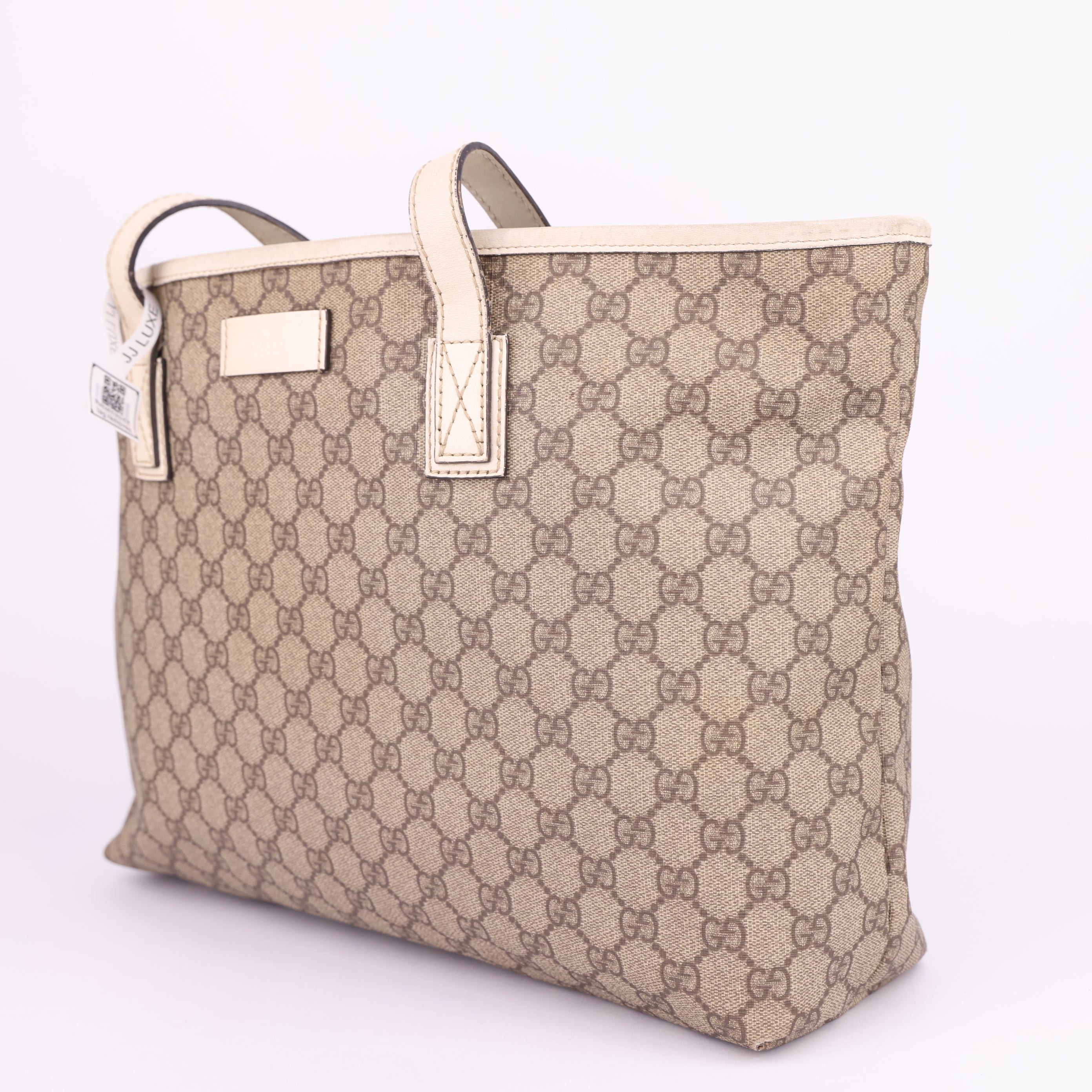 J1448 Gucci Brown White Pvc Tote Bag- Pre Owned