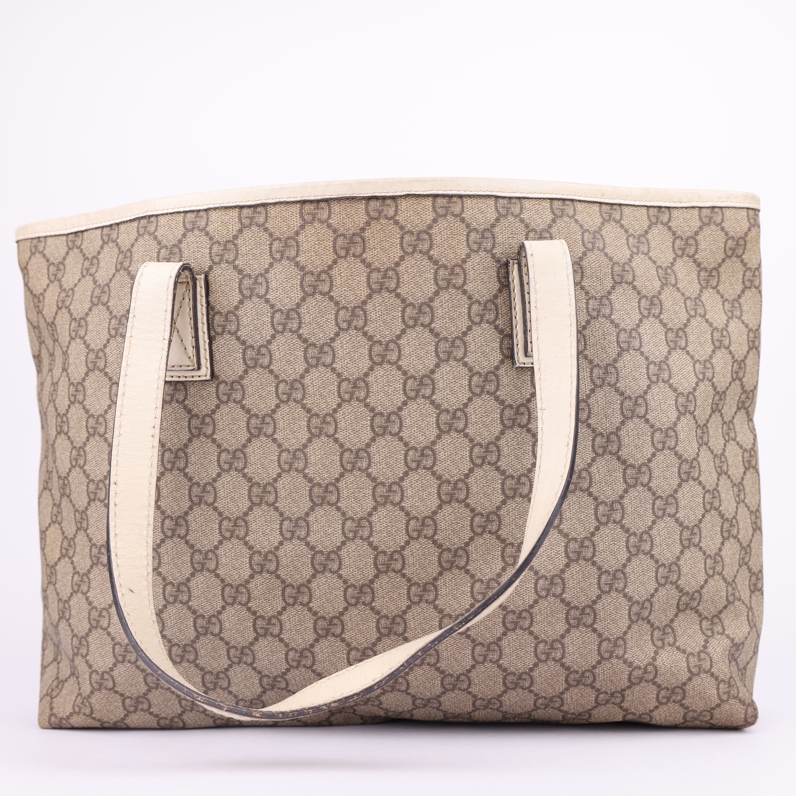 J1448 Gucci Brown White Pvc Tote Bag- Pre Owned