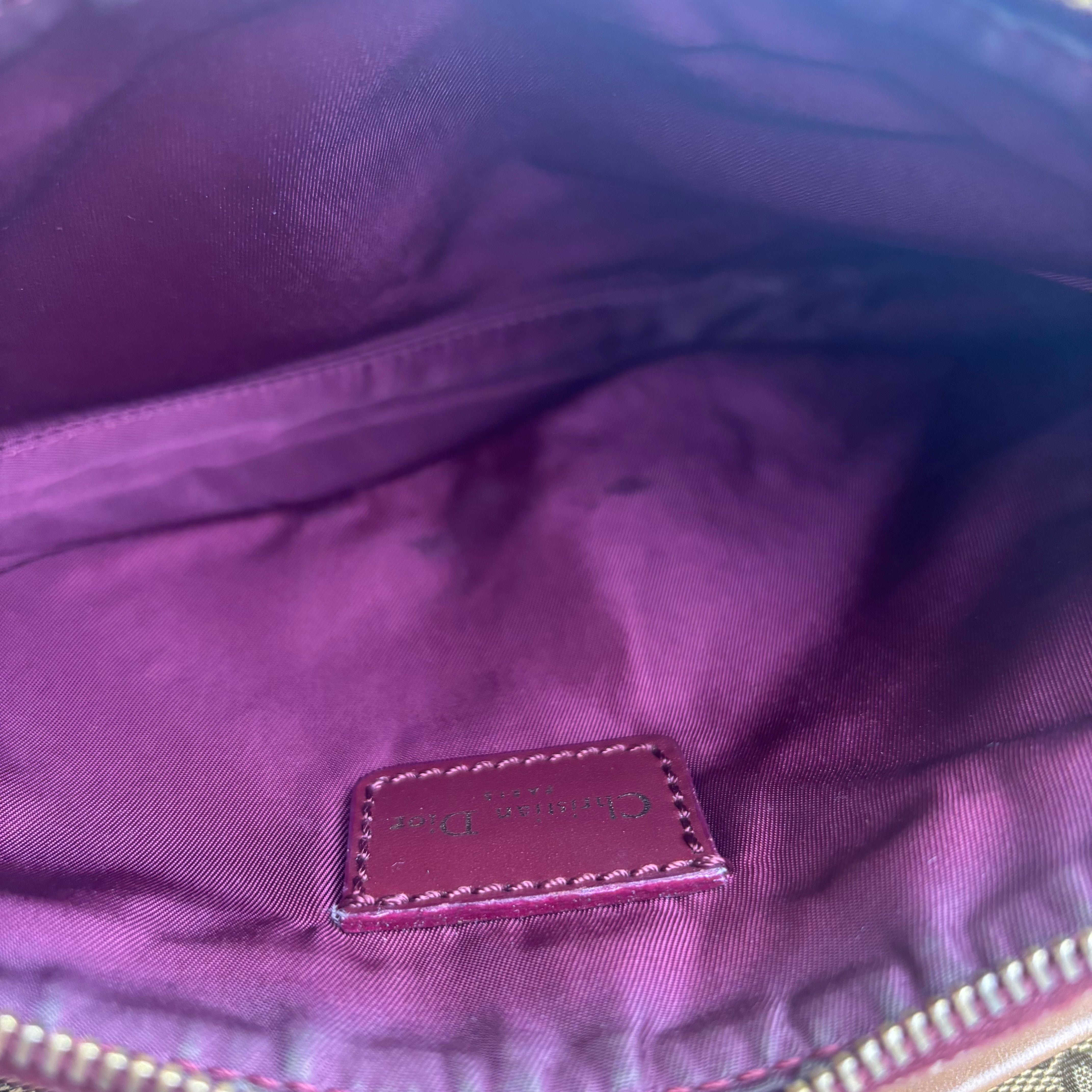 Dior Burgundy Monogram Cloth Saddle Handbag Shoulder Bag J3113 | Pre-Owned Like New Burgundy Monogram Canvas