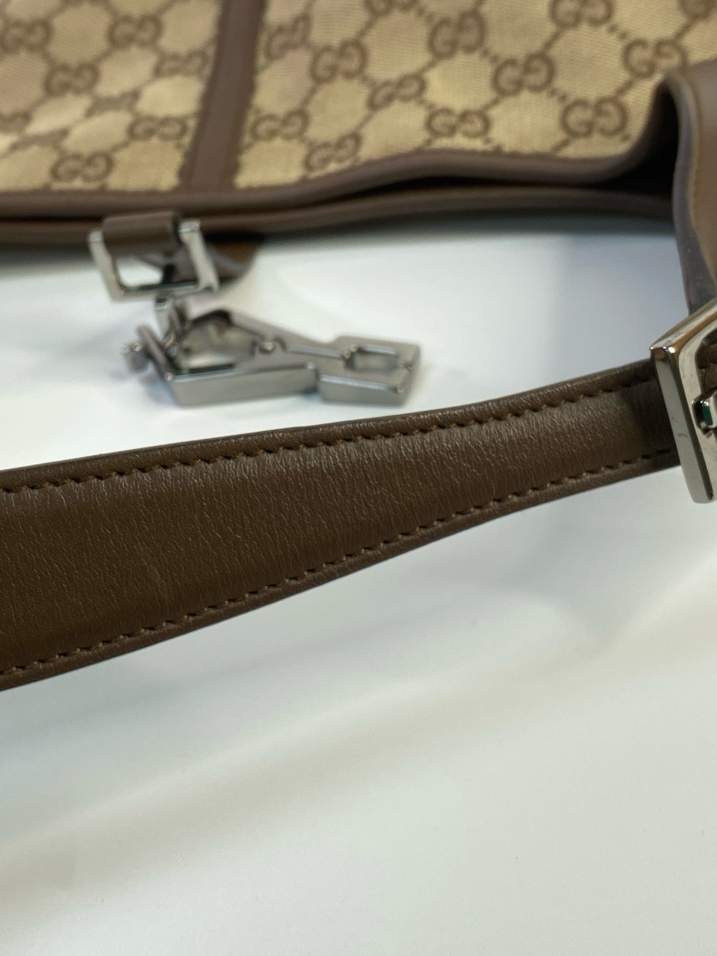 J2960 Gucci Shoulder Bag Jackie One Should Bag Beige GG Canvas Leather | Pre-Owned Beige GG monogram Canvas, Leather