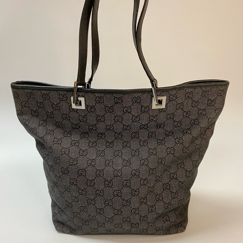 J2864 Gucci Tote Bag GG Canvas denim Monogram Bag | Pre-Owned Blue Denim, Canvas GG Monogram