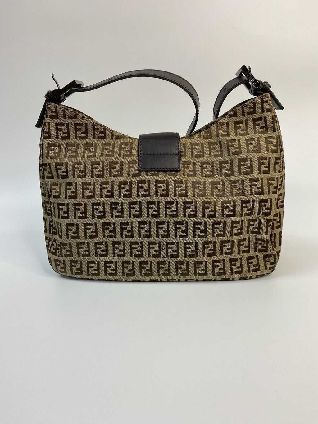 J2950 Fendi Shoulder Bag Zucchino Cnavas Crossisant Hobo baguette | Pre-Owned Brown Canvas/Zucchino FF