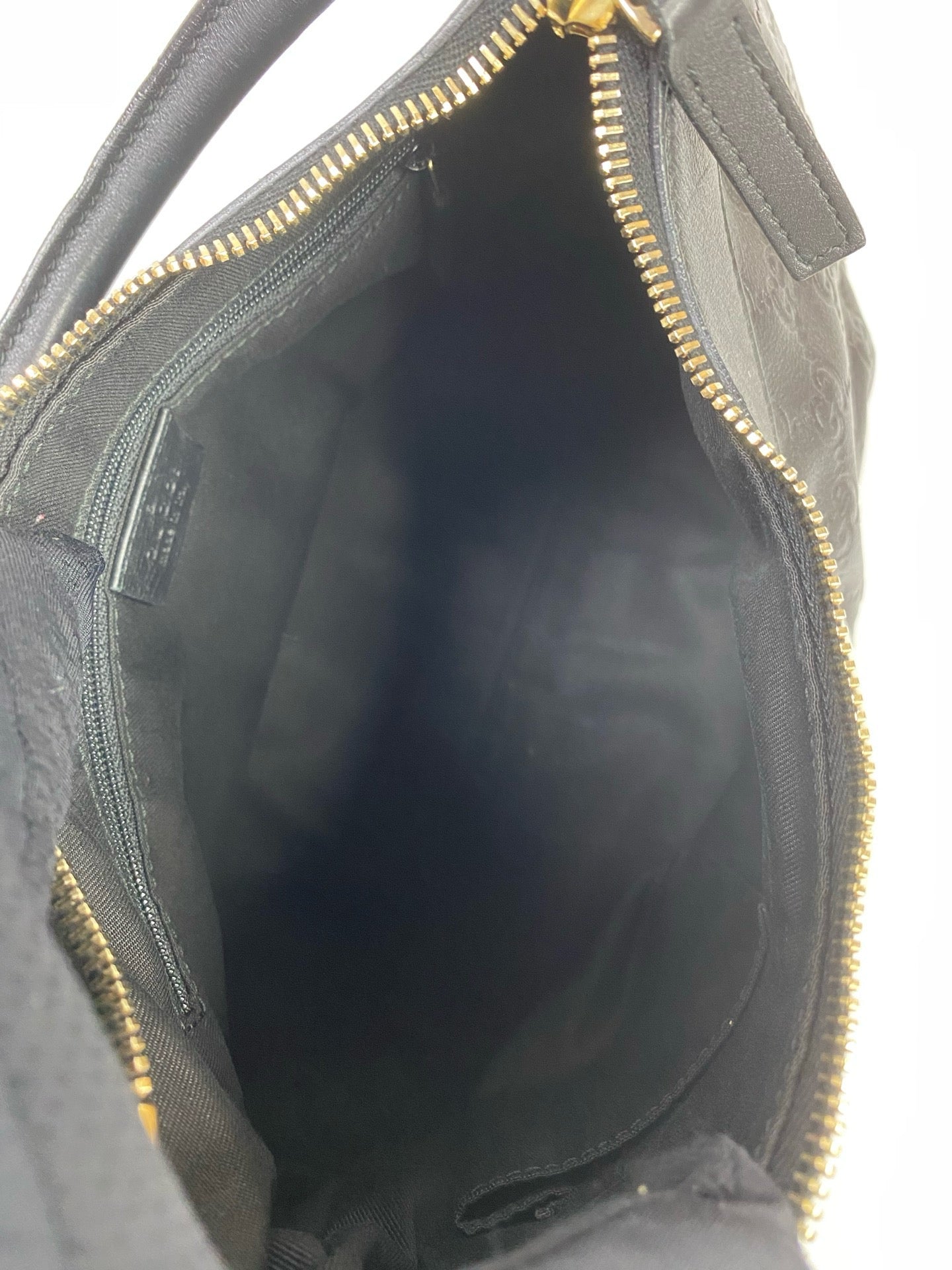 J1115 Gucci Top Handle Bag Black Nylon GG Abbey D Ring handbag | Pre-Owned Like New Black Nylon GG