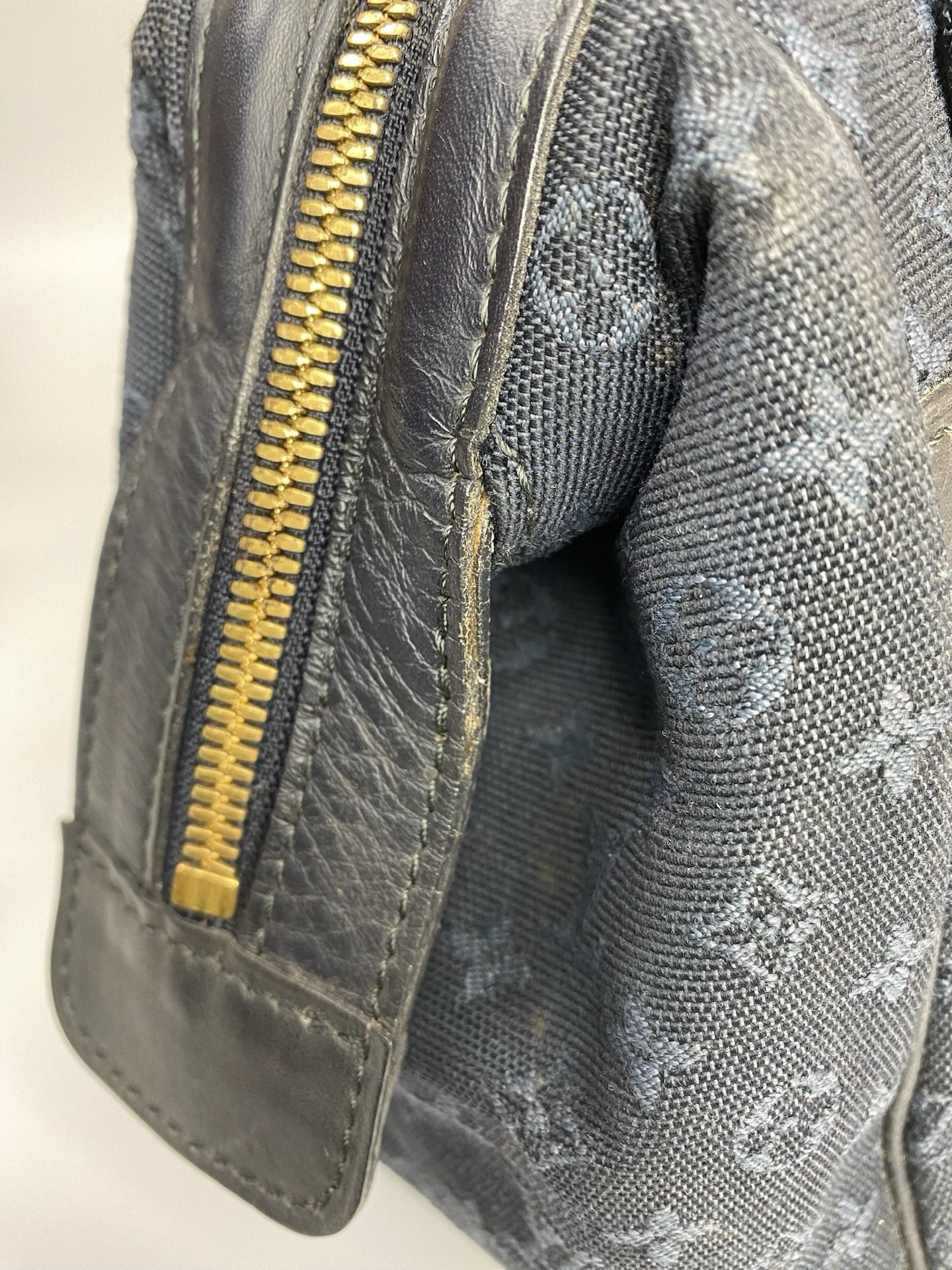 J2964 Louis Vuitton Top Handle Bag Navy Monogram Mini Lin Josephine Boston Speedy Bag | Pre-Owned Navy Monogram, Mini Lin Canvas